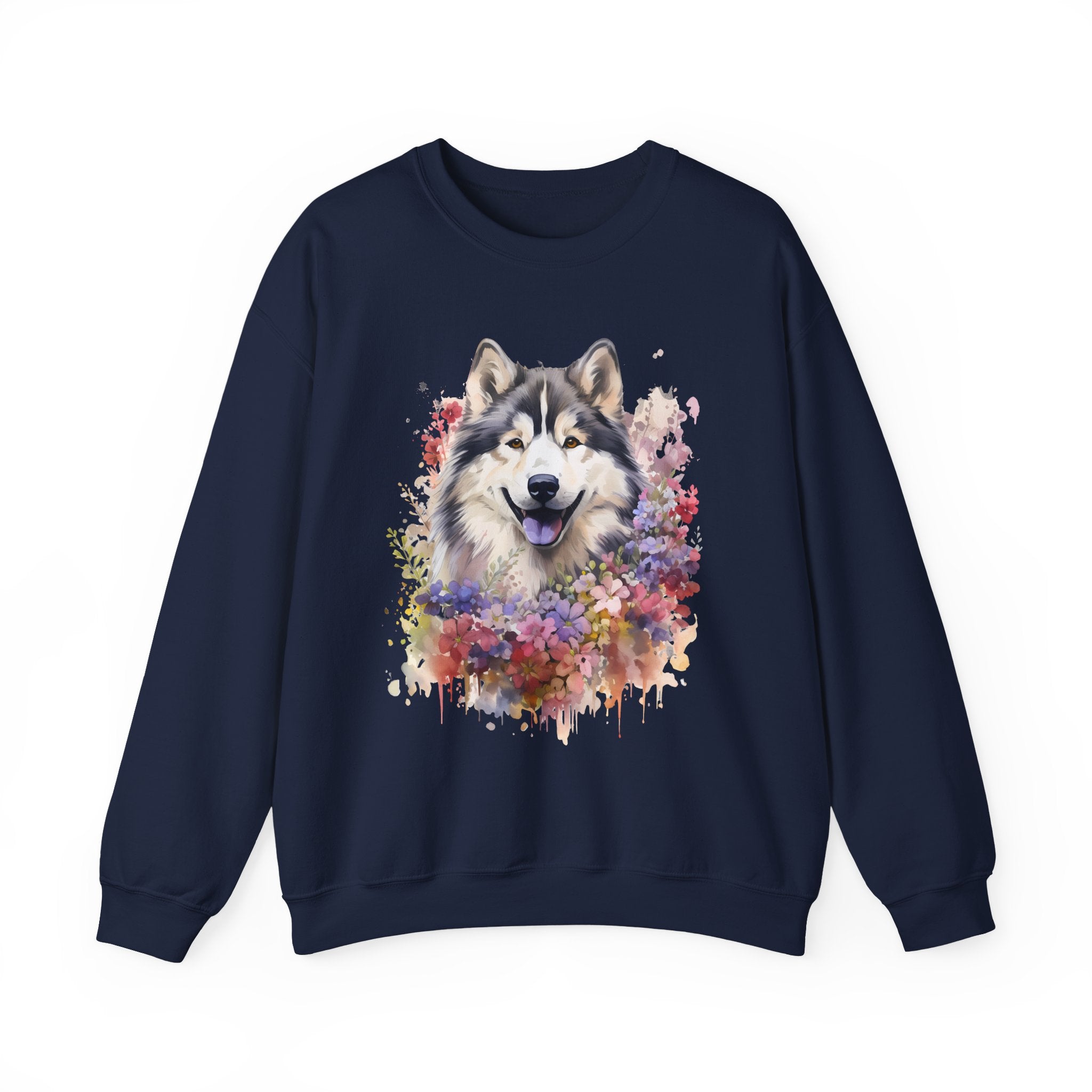 19 Sweatshirt - Alaskan Malamute Floral Portrait Sweatshirt