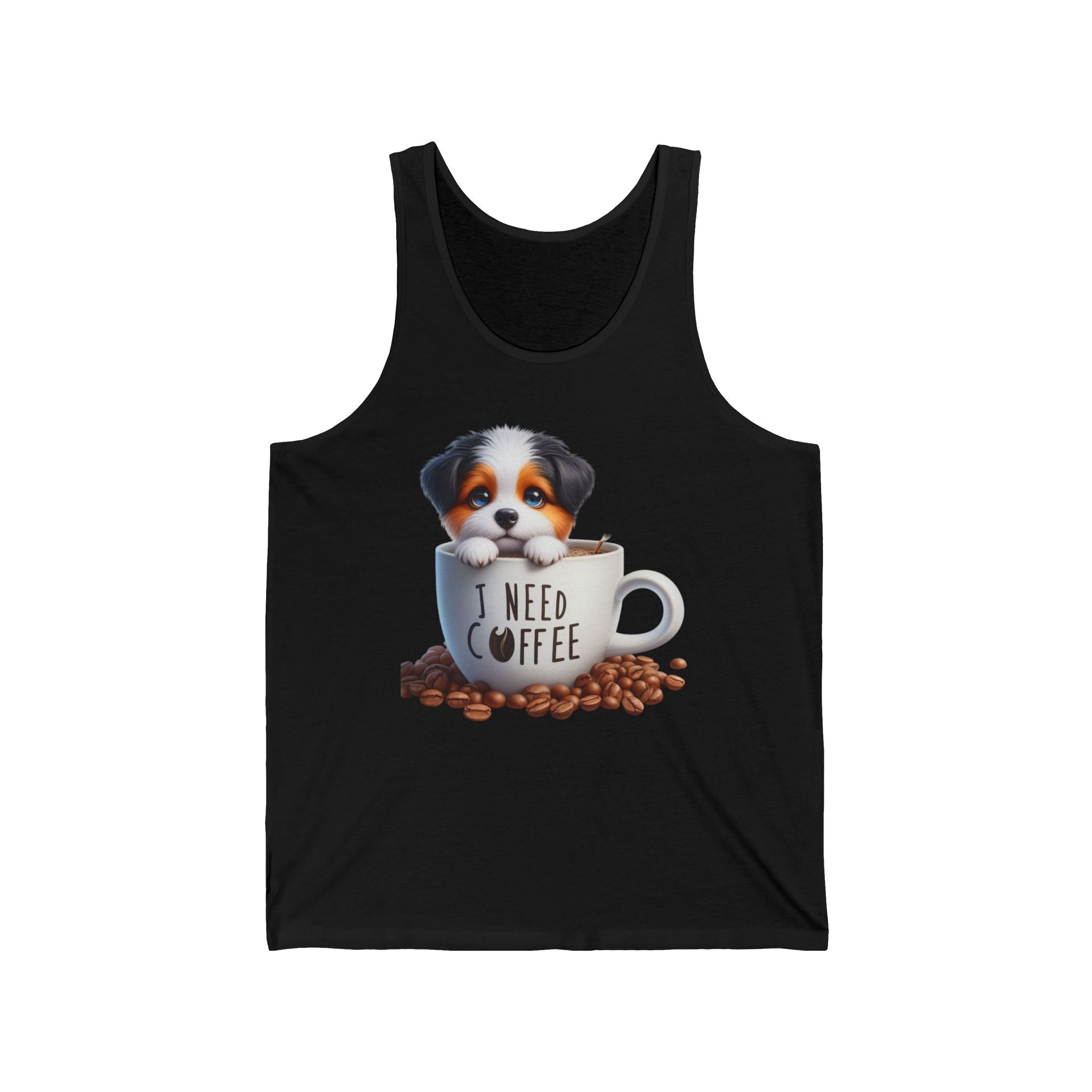 23 Tank - I Need Coffee Puppy | Cute Dog Coffee Lover Tank Top