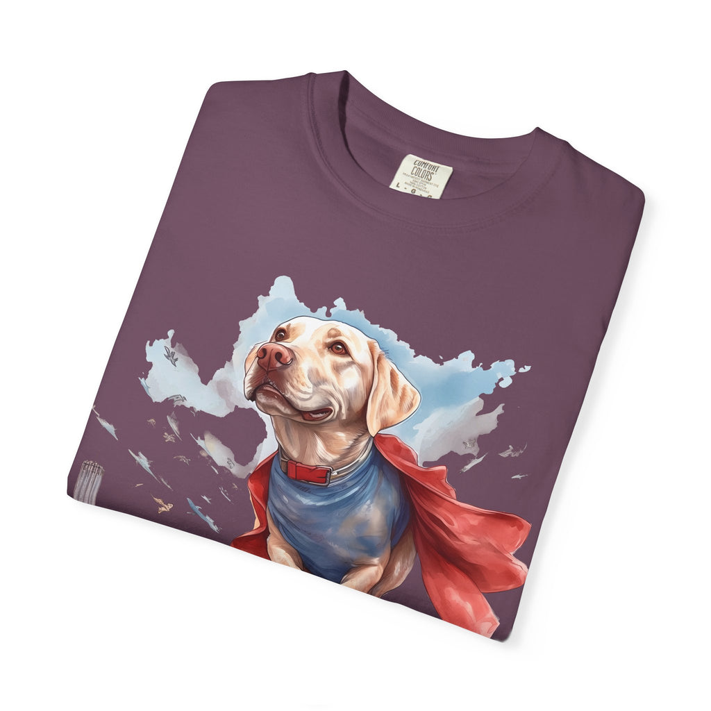 Hero Dog City Flight Tee – Unisex Superhero Dog Graphic T-Shirt