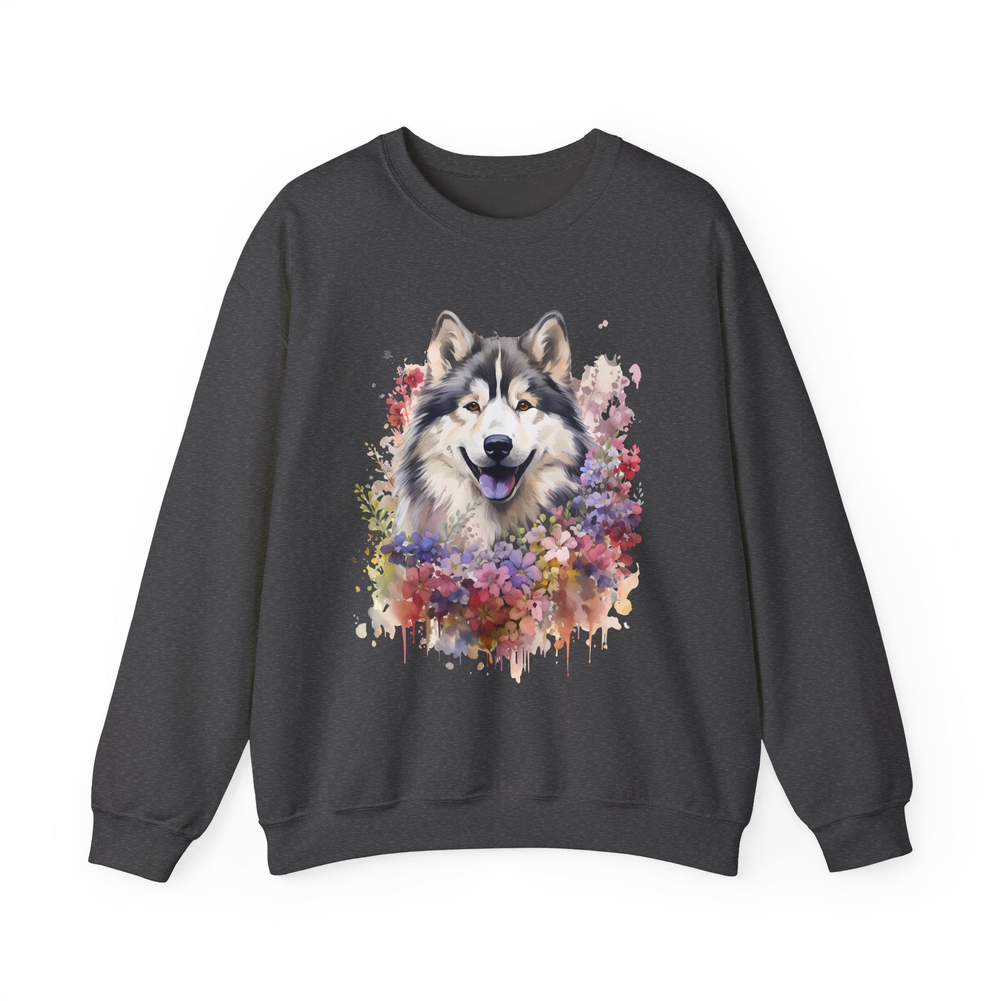 19 Sweatshirt - Alaskan Malamute Floral Portrait Sweatshirt