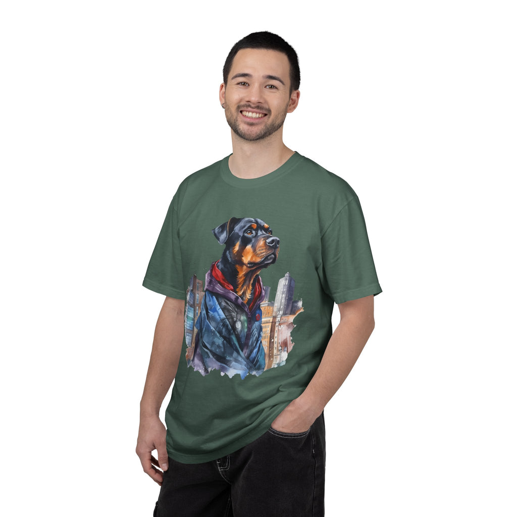 45 Tee - Urban Guardian Rottweiler Tee – Unisex Superhero Dog Graphic T-Shirt