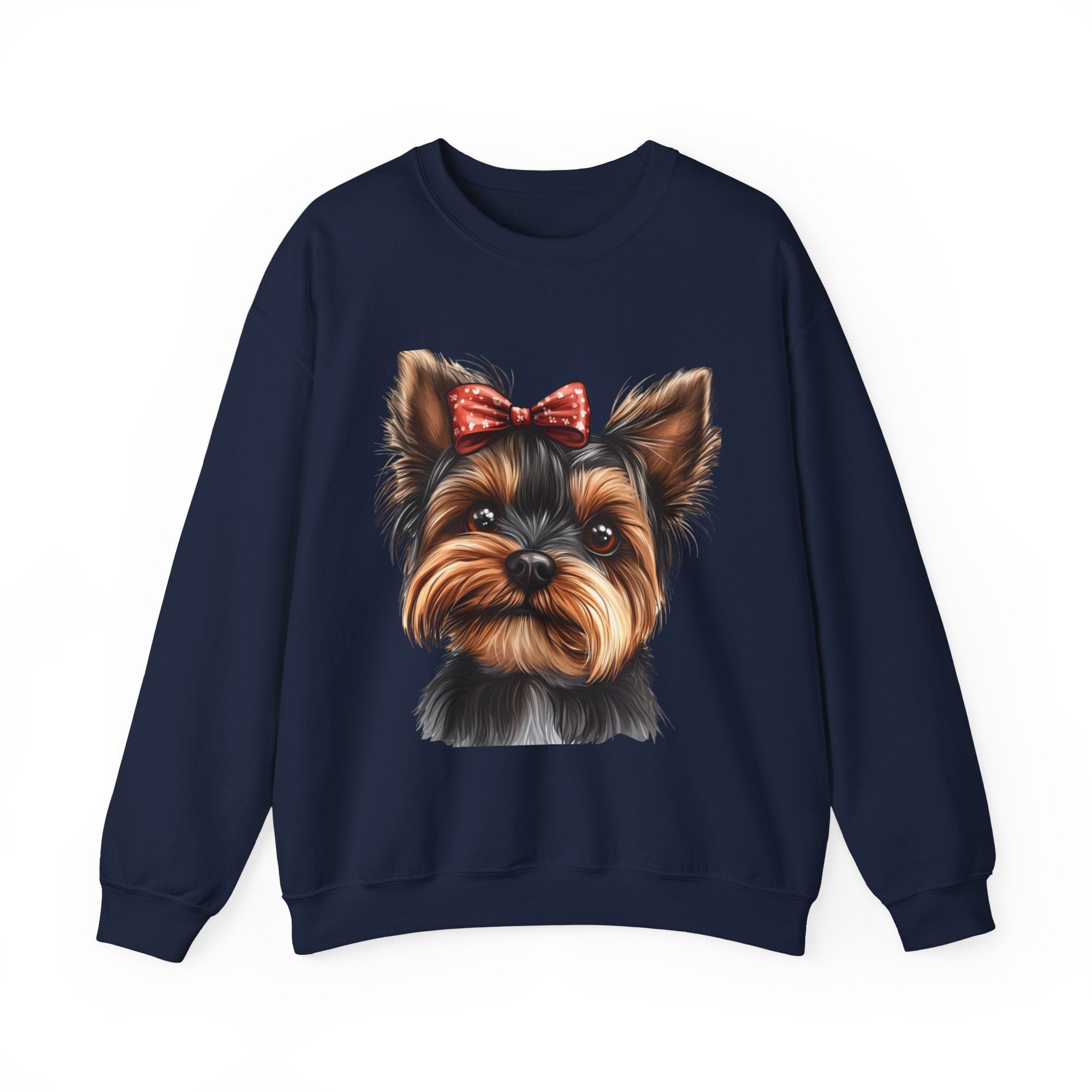 30 Sweatshirt -Yorkie Bow Sweatshirt | Cute Dog Lover Crewneck | Yorkshire Terrier Graphic Sweatshirt | Cozy Pet Lover Gift | Wildsyde Apparel