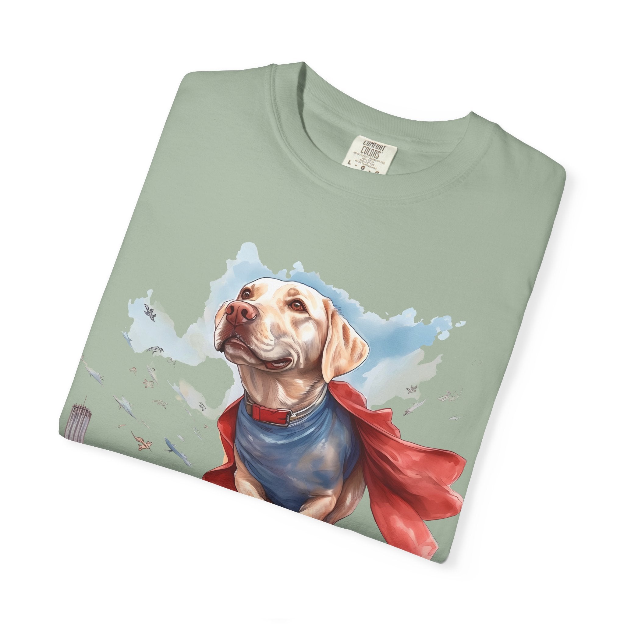 Hero Dog City Flight Tee – Unisex Superhero Dog Graphic T-Shirt