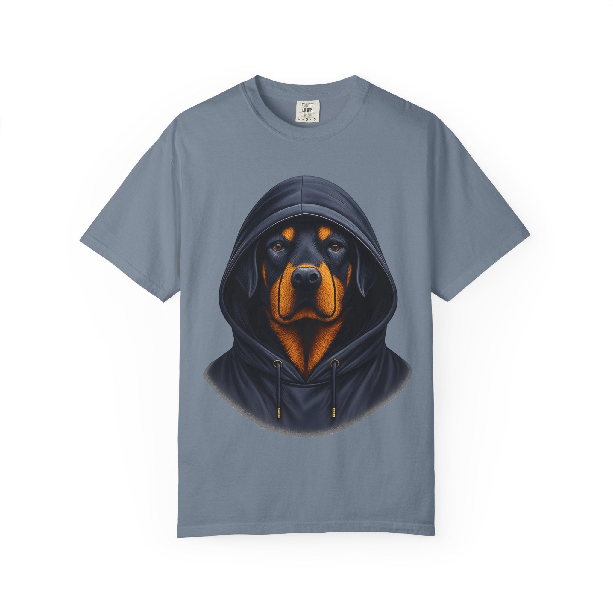Hooded Rottweiler Portrait Tee – Unisex Powerful Dog Graphic T-Shirt