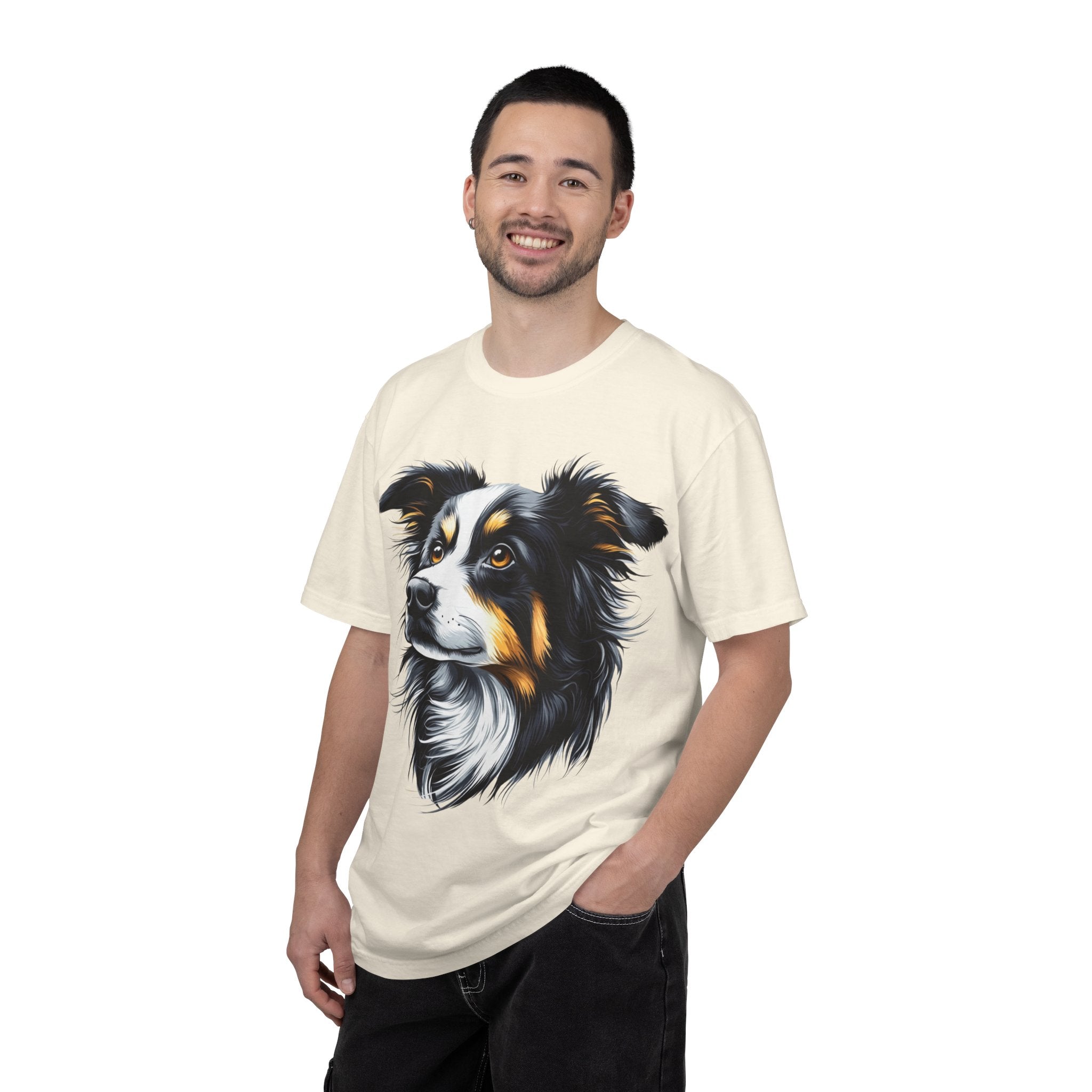 Tri-Color Border Collie Portrait Tee – Unisex Dog Lover Graphic T-Shirt