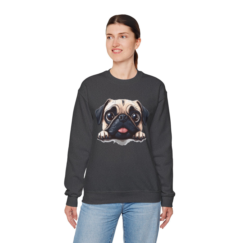 25 Sweatshirt - Cute Pug Puppy Peeking T-Shirt