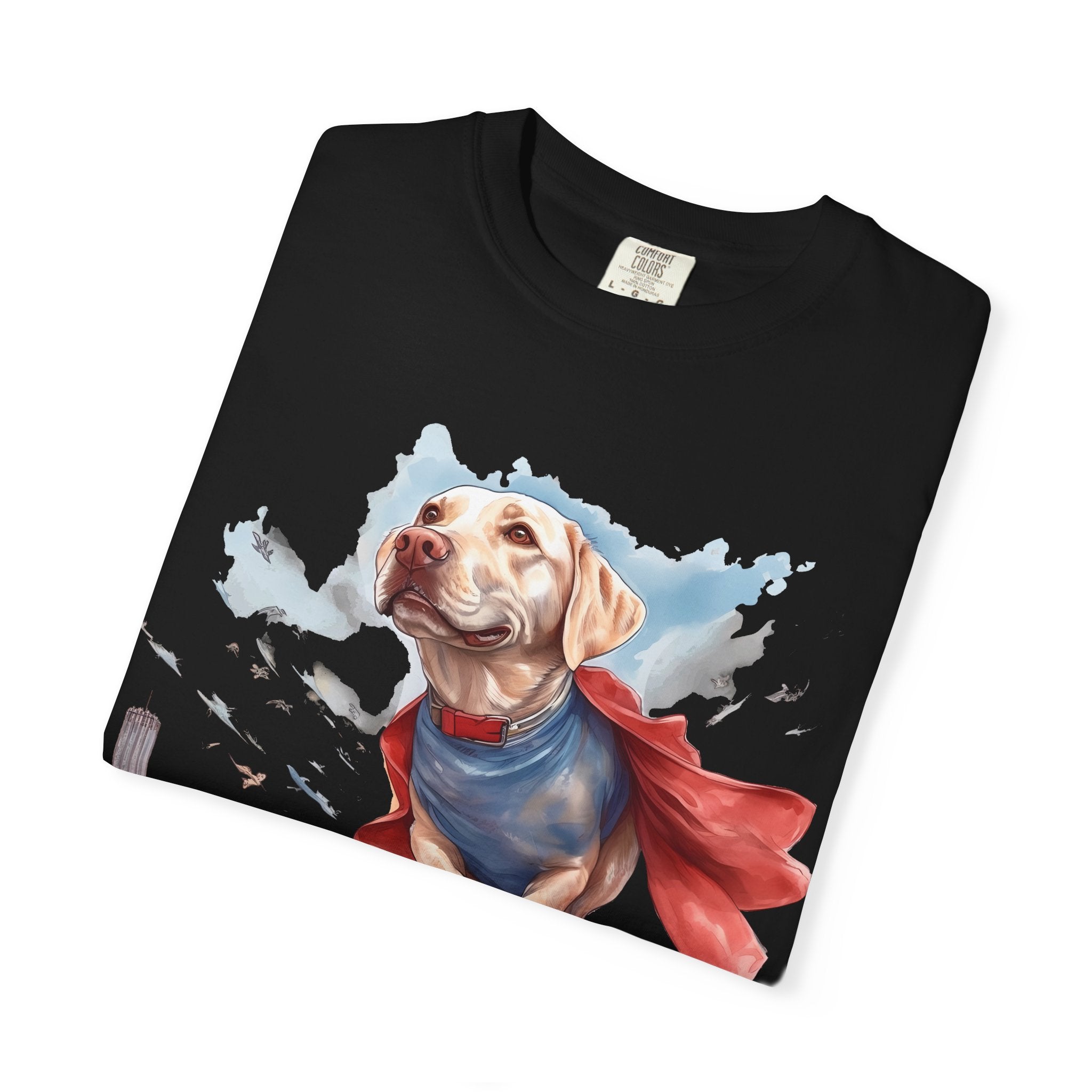 Hero Dog City Flight Tee – Unisex Superhero Dog Graphic T-Shirt