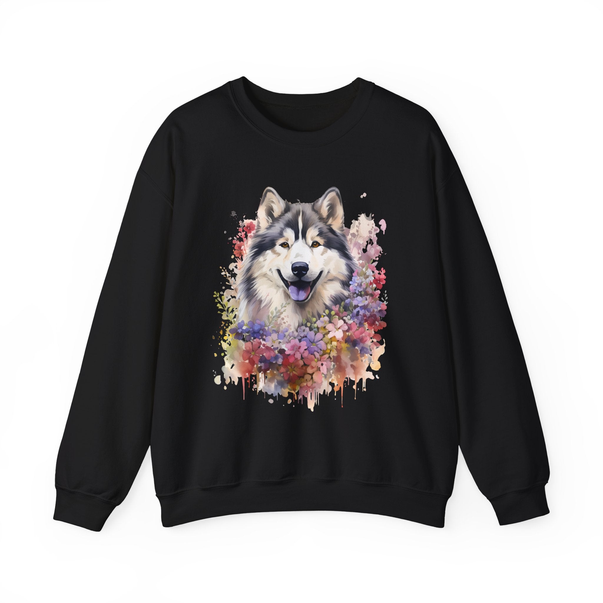 19 Sweatshirt - Alaskan Malamute Floral Portrait Sweatshirt