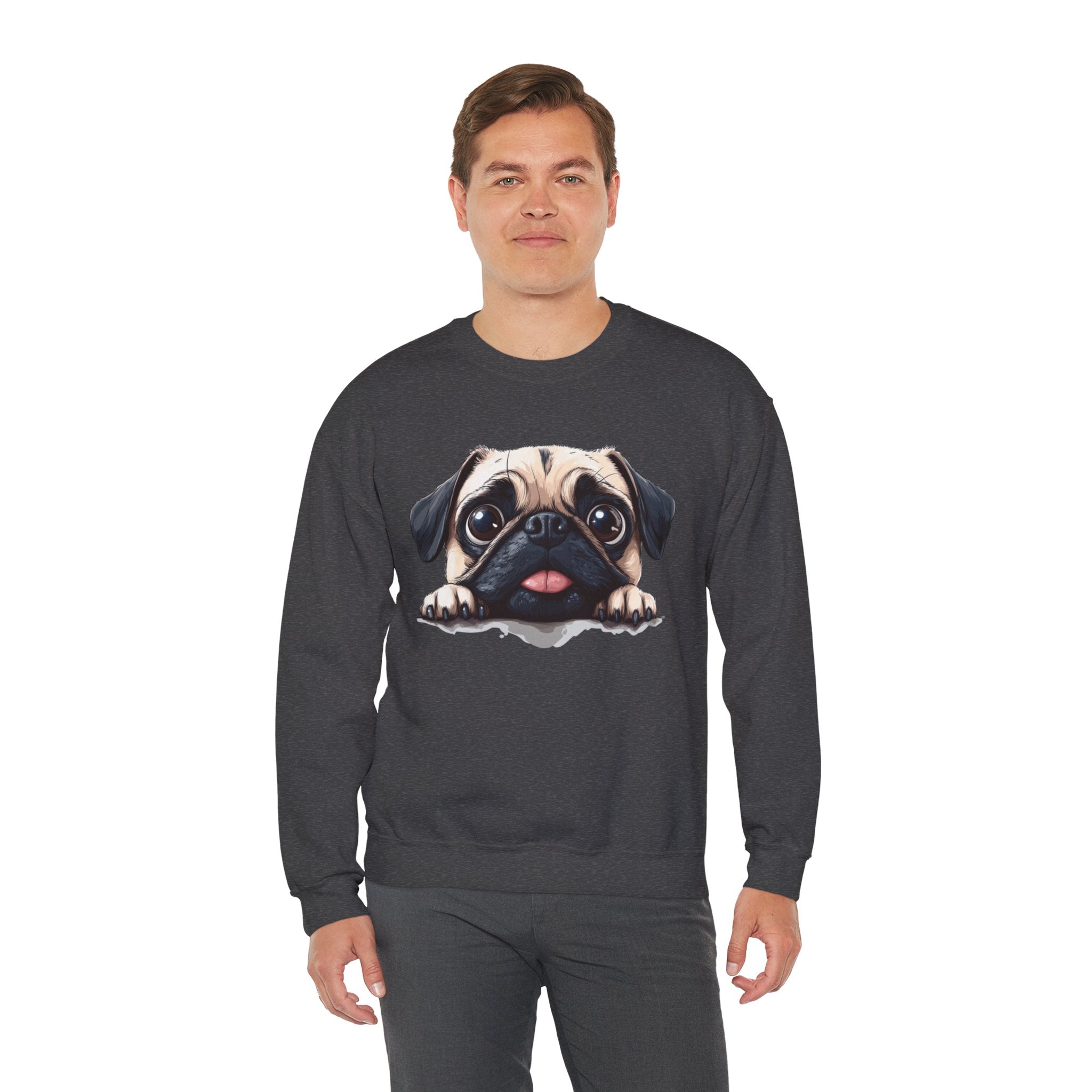 25 Sweatshirt - Cute Pug Puppy Peeking T-Shirt