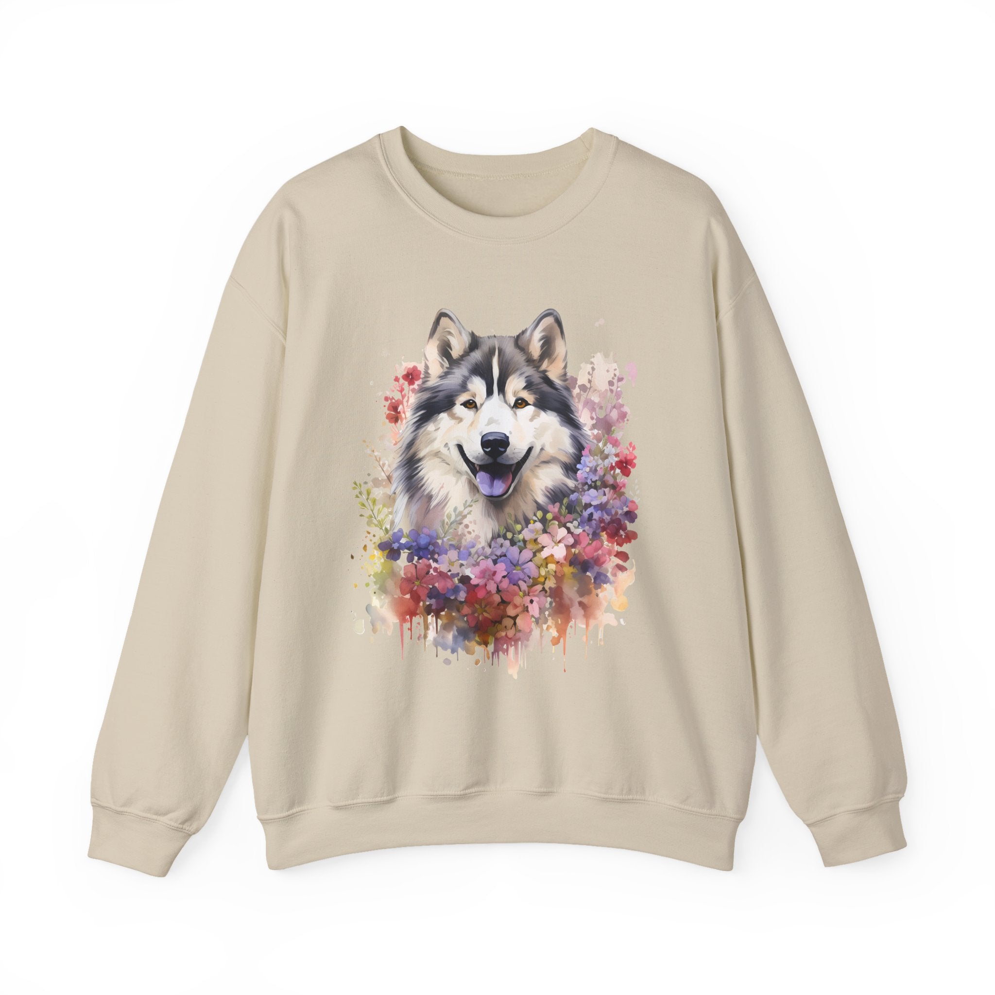 19 Sweatshirt - Alaskan Malamute Floral Portrait Sweatshirt