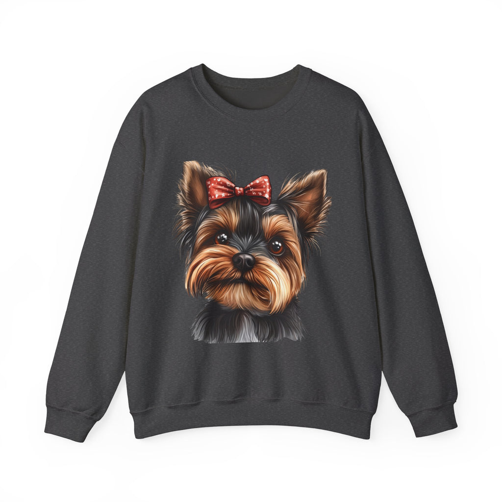 30 Sweatshirt -Yorkie Bow Sweatshirt | Cute Dog Lover Crewneck | Yorkshire Terrier Graphic Sweatshirt | Cozy Pet Lover Gift | Wildsyde Apparel