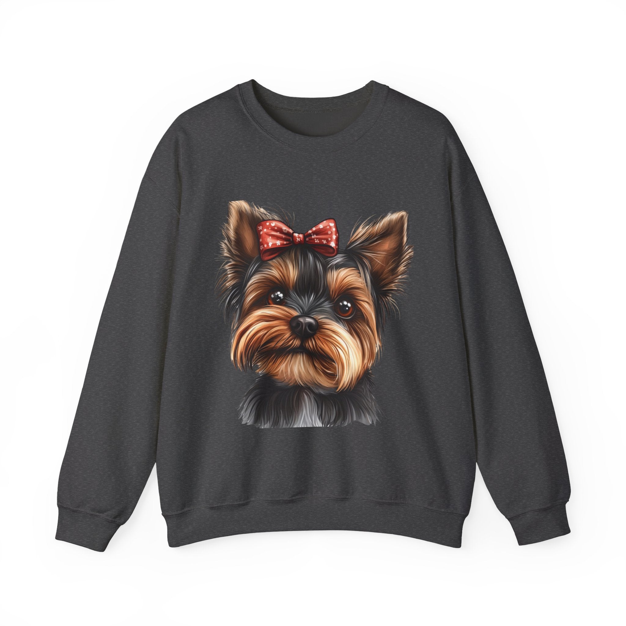 30 Sweatshirt -Yorkie Bow Sweatshirt | Cute Dog Lover Crewneck | Yorkshire Terrier Graphic Sweatshirt | Cozy Pet Lover Gift | Wildsyde Apparel