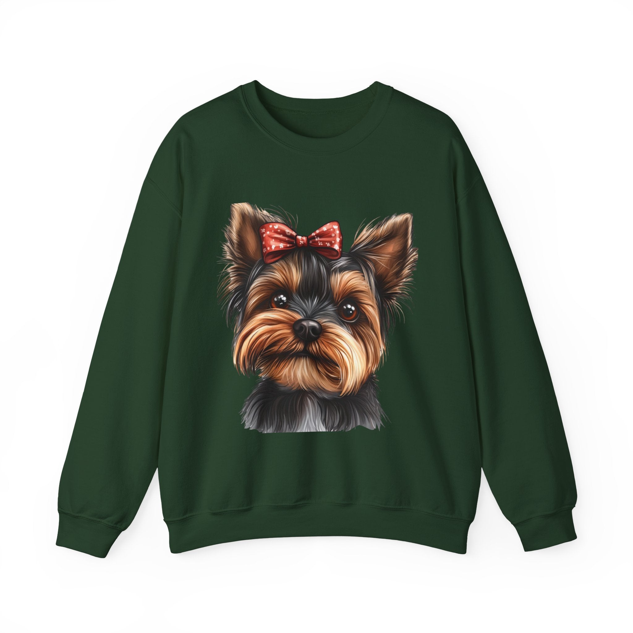 30 Sweatshirt -Yorkie Bow Sweatshirt | Cute Dog Lover Crewneck | Yorkshire Terrier Graphic Sweatshirt | Cozy Pet Lover Gift | Wildsyde Apparel