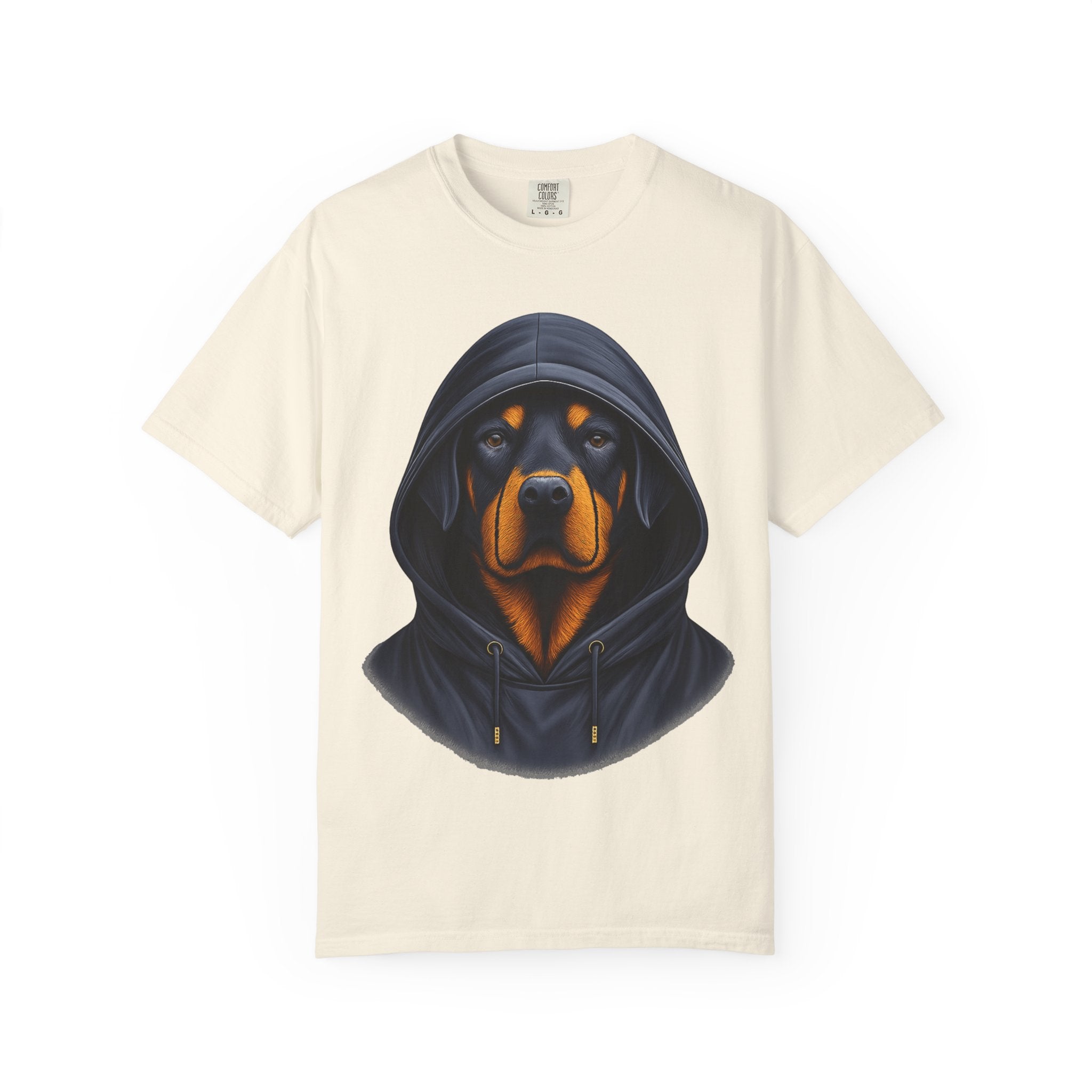 Hooded Rottweiler Portrait Tee – Unisex Powerful Dog Graphic T-Shirt