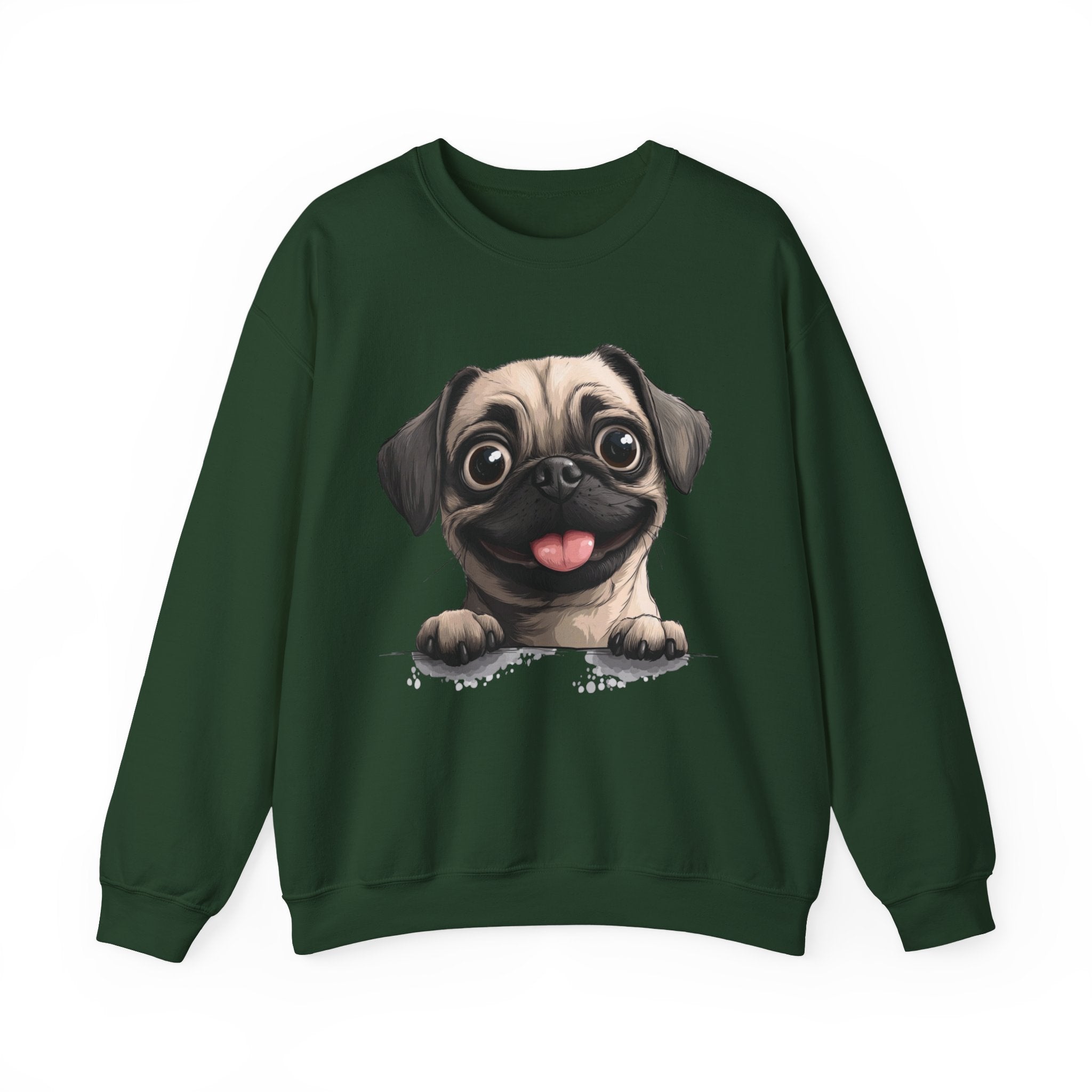 41 Sweatshirt - Happy Pug Sweatshirt | Cute Pug Crewneck | Funny Dog Lover Sweatshirt | Silly Dog Face Graphic | Wildsyde Apparel