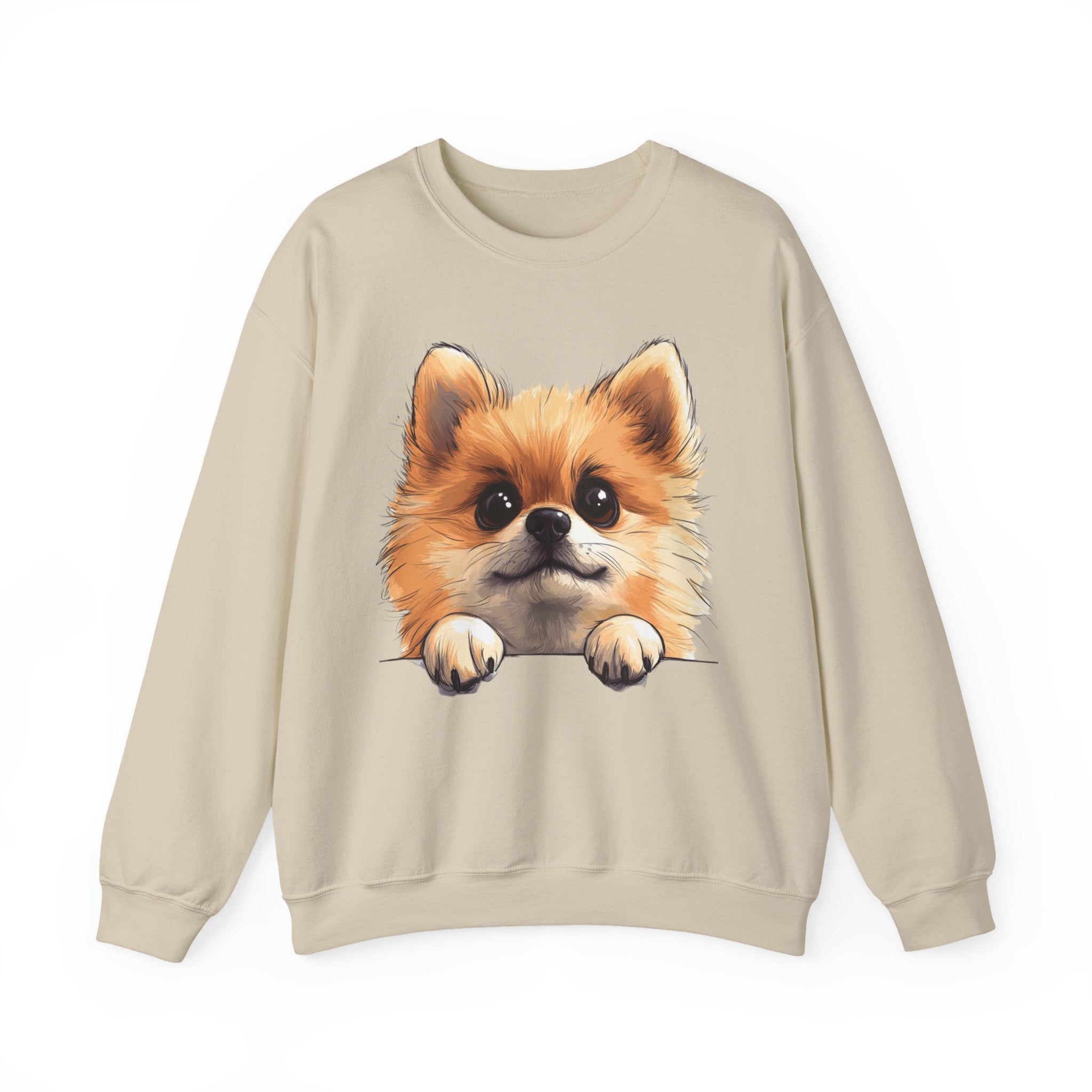 34 Sweatshirt - Pomeranian Sweatshirt | Cute Dog Lover Crewneck | Pom Pom Dog Graphic Sweatshirt | Fluffy Puppy Gift | Wildsyde Apparel