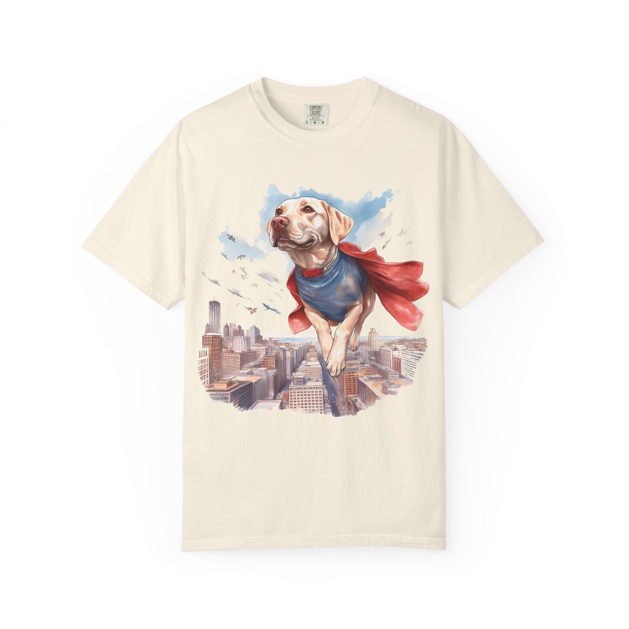Hero Dog City Flight Tee – Unisex Superhero Dog Graphic T-Shirt