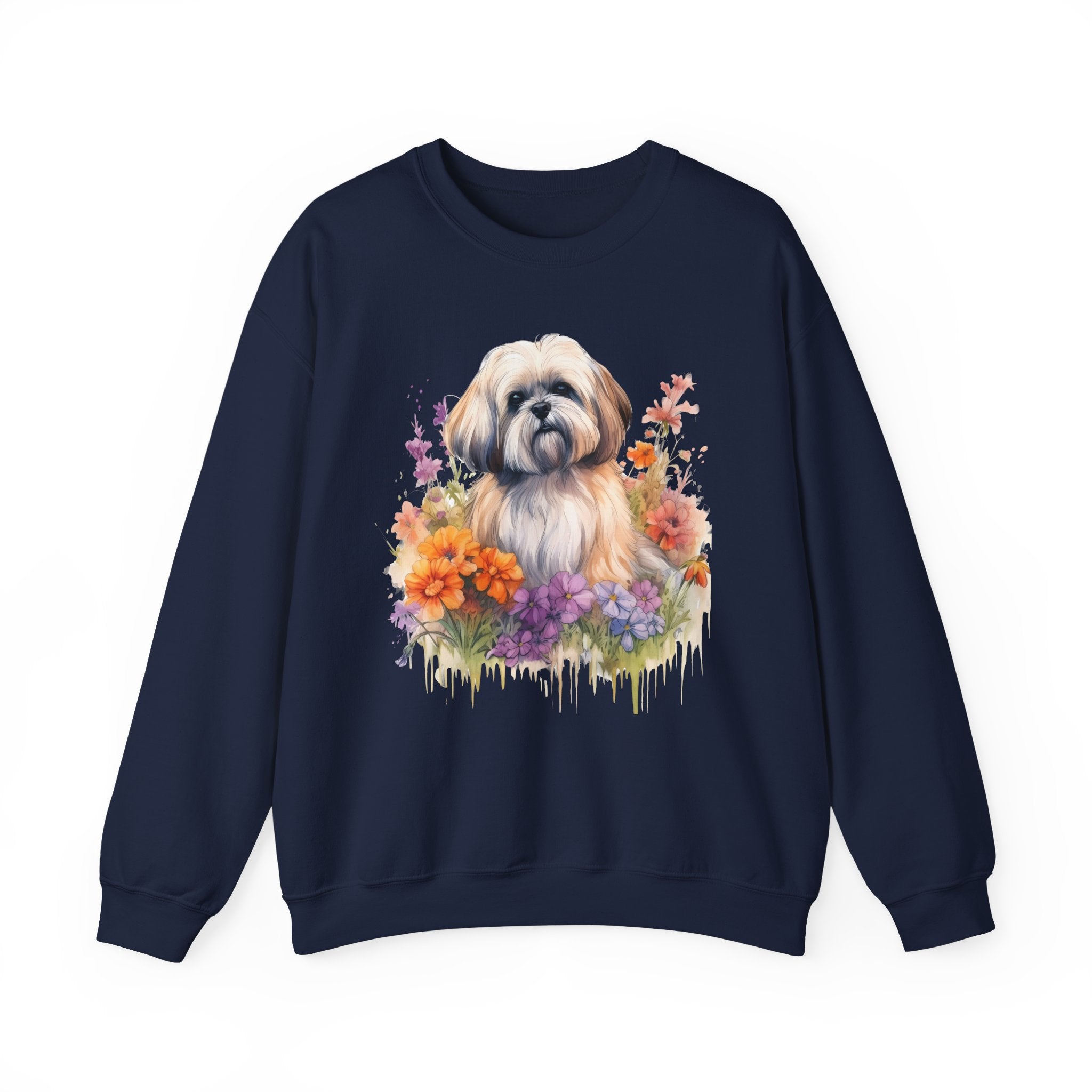 37 Sweatshirt -Shih Tzu Floral Sweatshirt | Cute Dog Lover Crewneck | Flower Dog Graphic Sweatshirt | Shih Tzu Gift | Wildsyde Apparel