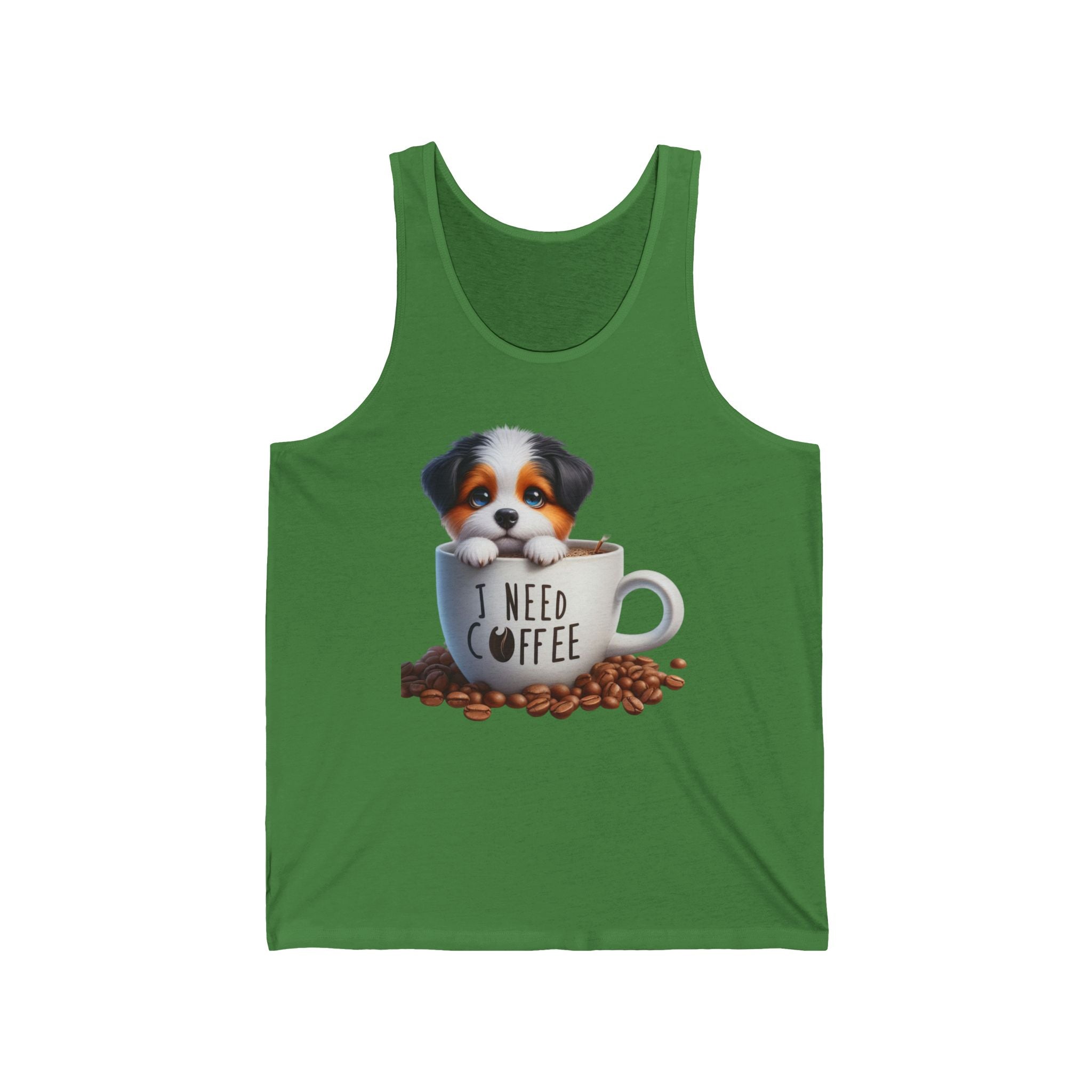 23 Tank - I Need Coffee Puppy | Cute Dog Coffee Lover Tank Top