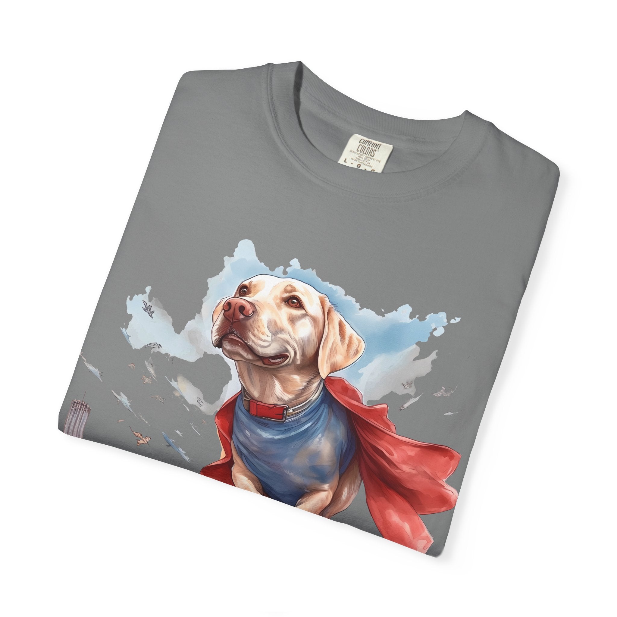 Hero Dog City Flight Tee – Unisex Superhero Dog Graphic T-Shirt