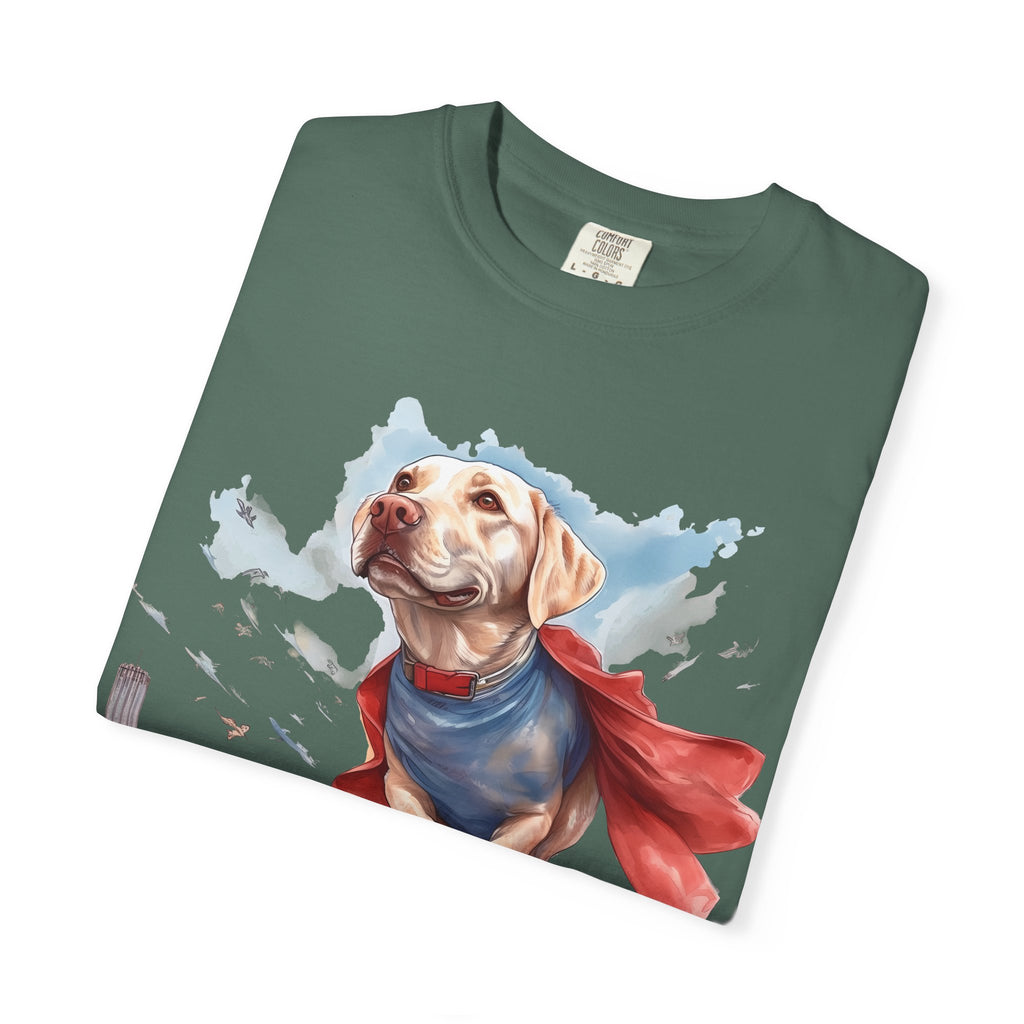Hero Dog City Flight Tee – Unisex Superhero Dog Graphic T-Shirt
