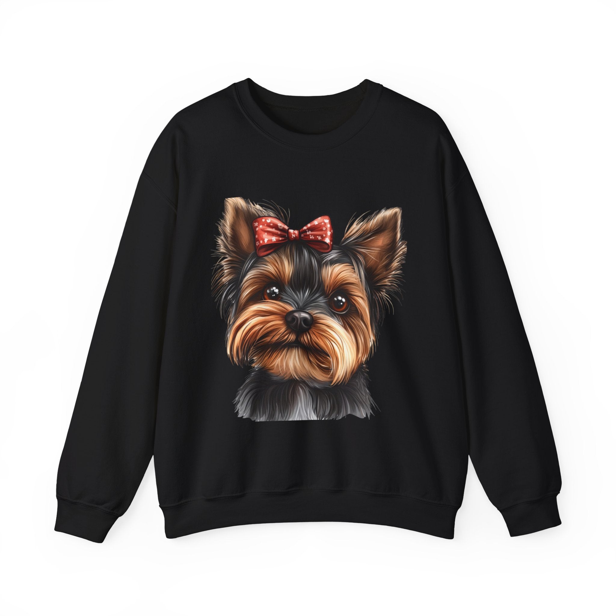30 Sweatshirt -Yorkie Bow Sweatshirt | Cute Dog Lover Crewneck | Yorkshire Terrier Graphic Sweatshirt | Cozy Pet Lover Gift | Wildsyde Apparel