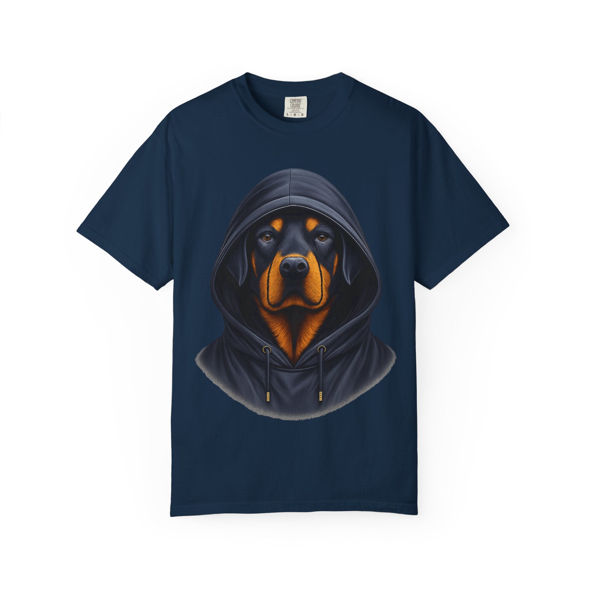 Hooded Rottweiler Portrait Tee – Unisex Powerful Dog Graphic T-Shirt