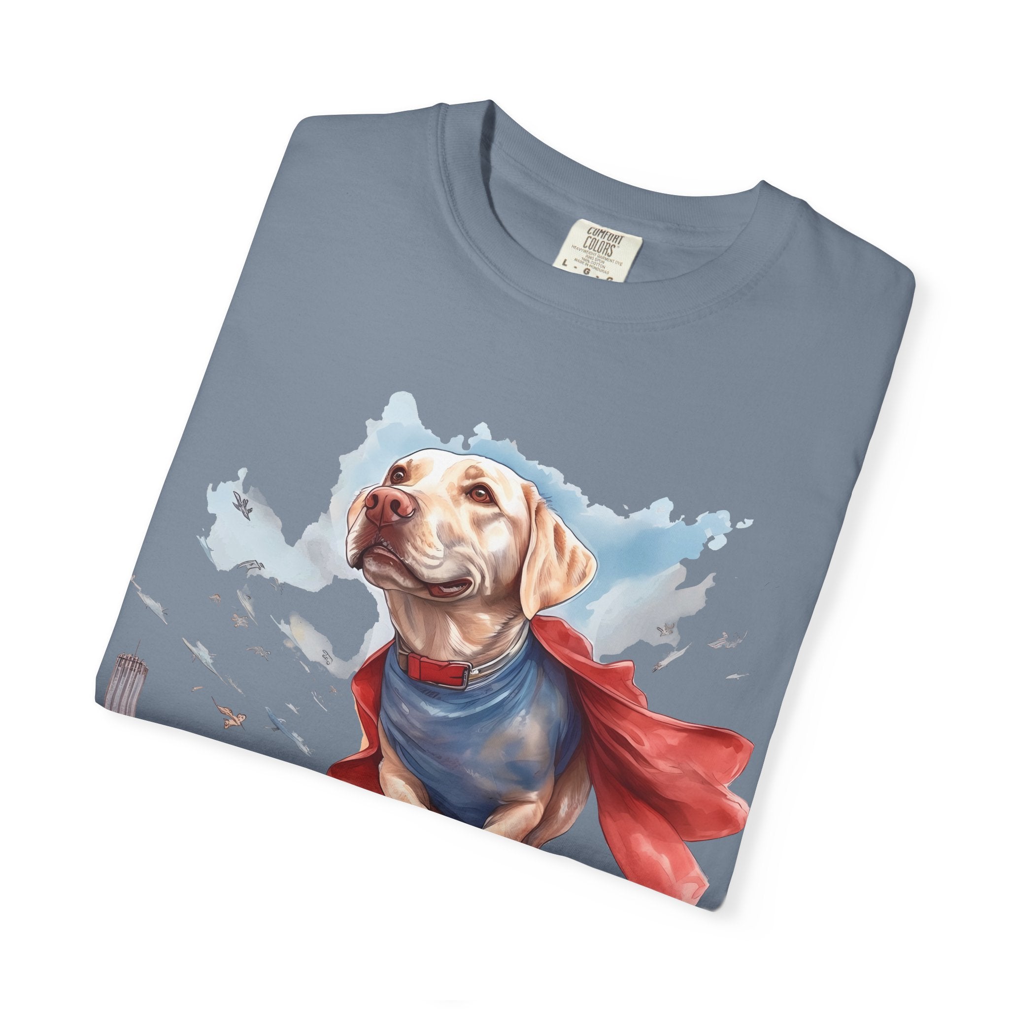 Hero Dog City Flight Tee – Unisex Superhero Dog Graphic T-Shirt