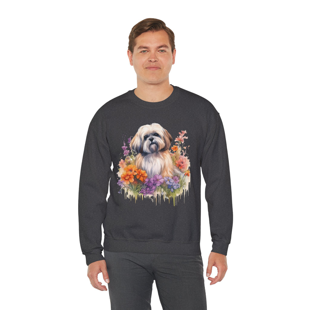 37 Sweatshirt -Shih Tzu Floral Sweatshirt | Cute Dog Lover Crewneck | Flower Dog Graphic Sweatshirt | Shih Tzu Gift | Wildsyde Apparel