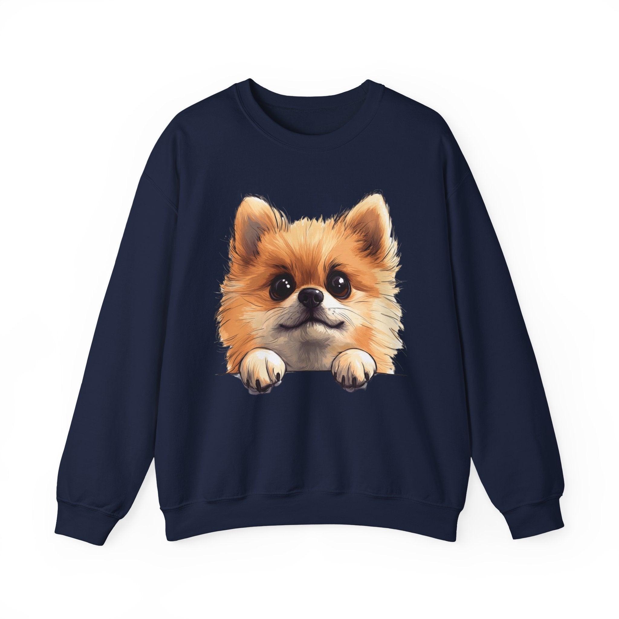 34 Sweatshirt - Pomeranian Sweatshirt | Cute Dog Lover Crewneck | Pom Pom Dog Graphic Sweatshirt | Fluffy Puppy Gift | Wildsyde Apparel