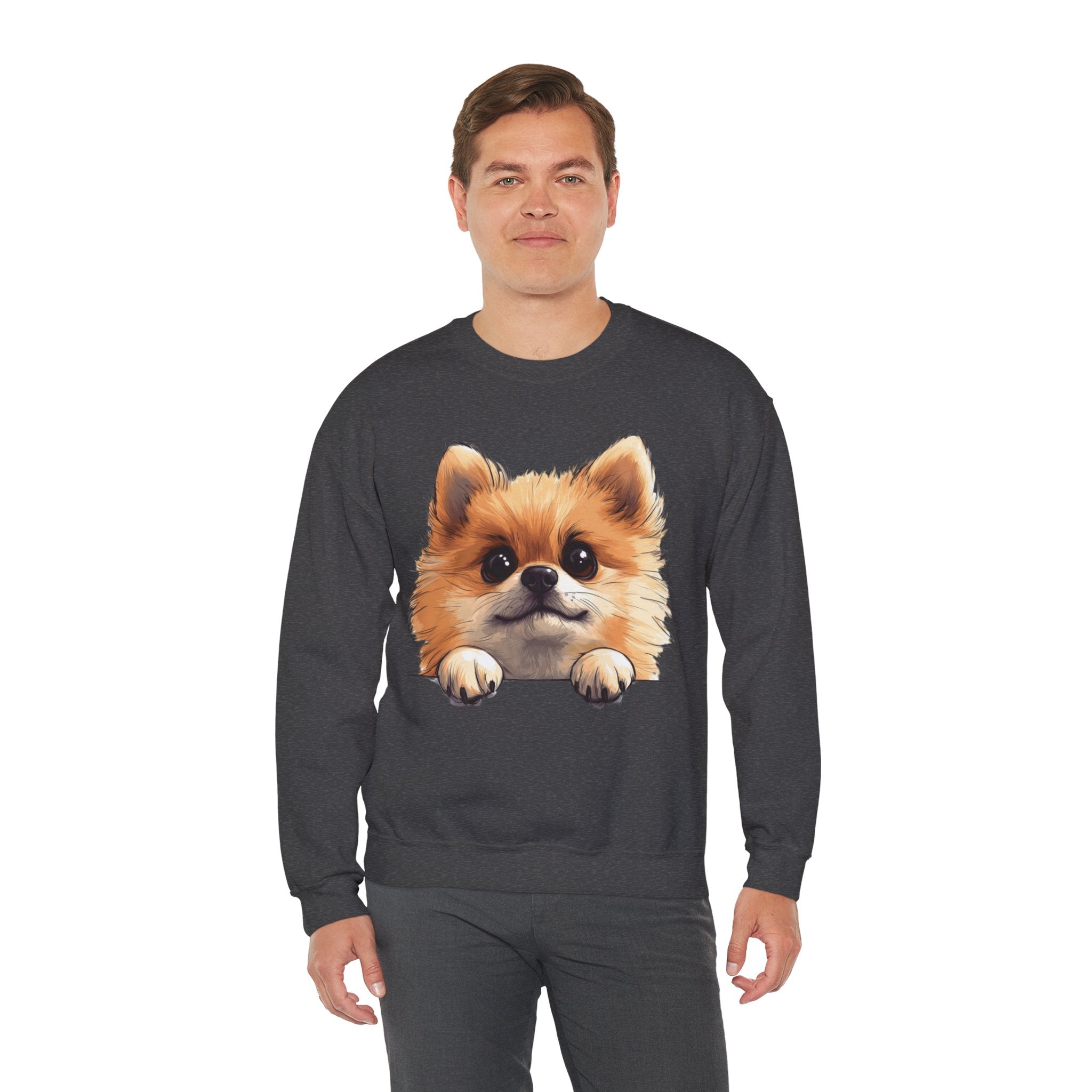 34 Sweatshirt - Pomeranian Sweatshirt | Cute Dog Lover Crewneck | Pom Pom Dog Graphic Sweatshirt | Fluffy Puppy Gift | Wildsyde Apparel