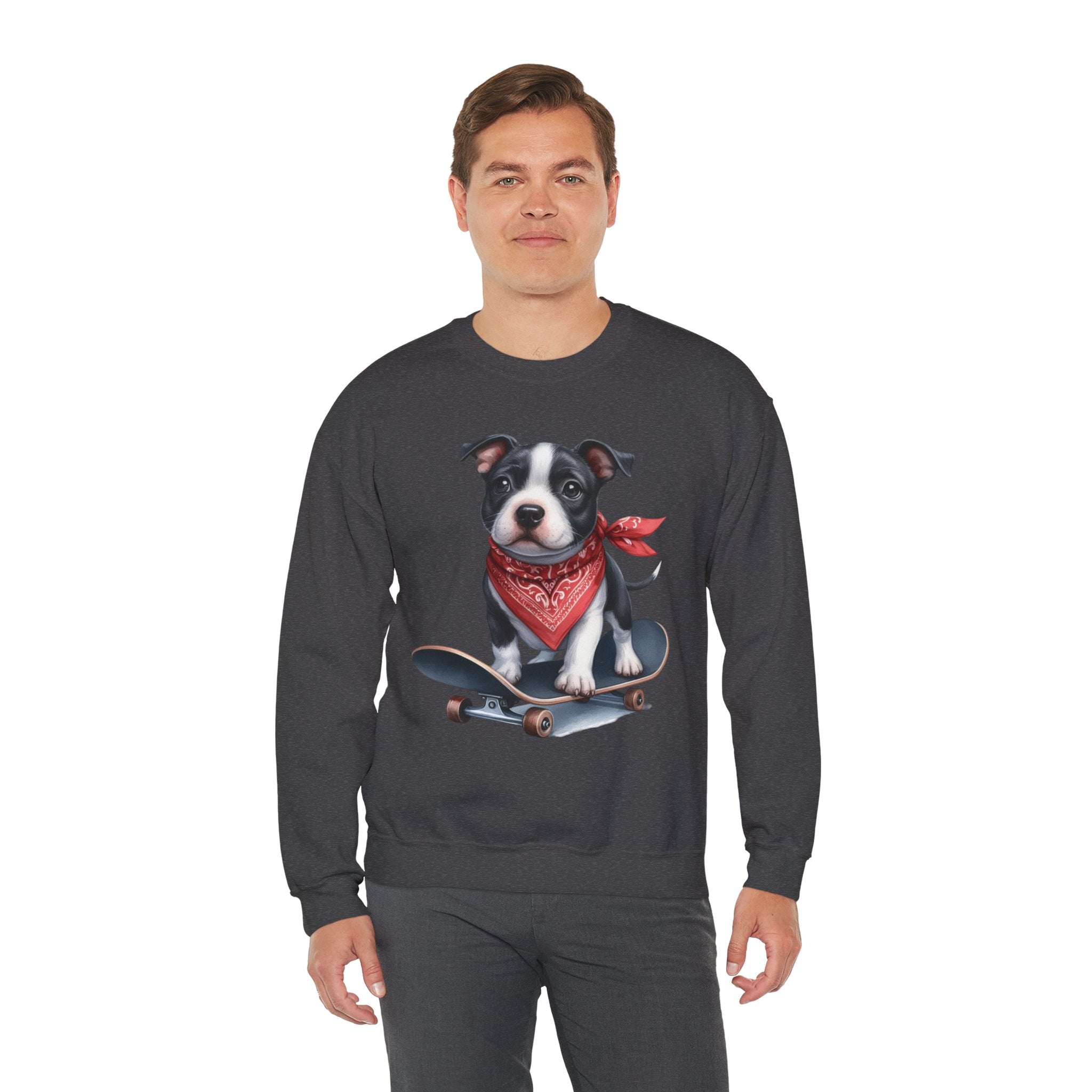 33 Sweatshirt - Skateboarding Puppy Sweatshirt | Cute Dog Lover Crewneck | Cool Puppy Graphic Sweatshirt | Funny Pet Gift | Wildsyde Apparel