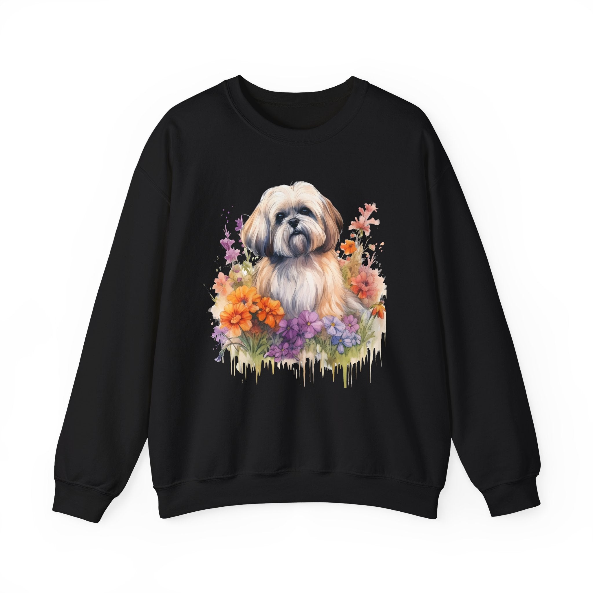 37 Sweatshirt -Shih Tzu Floral Sweatshirt | Cute Dog Lover Crewneck | Flower Dog Graphic Sweatshirt | Shih Tzu Gift | Wildsyde Apparel