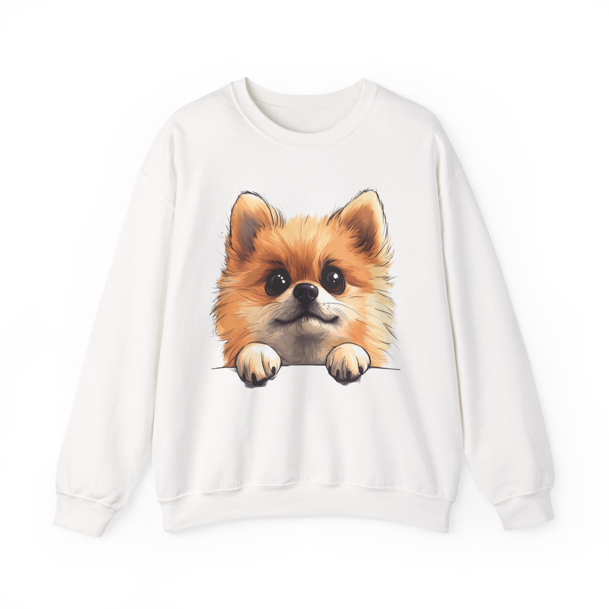 34 Sweatshirt - Pomeranian Sweatshirt | Cute Dog Lover Crewneck | Pom Pom Dog Graphic Sweatshirt | Fluffy Puppy Gift | Wildsyde Apparel