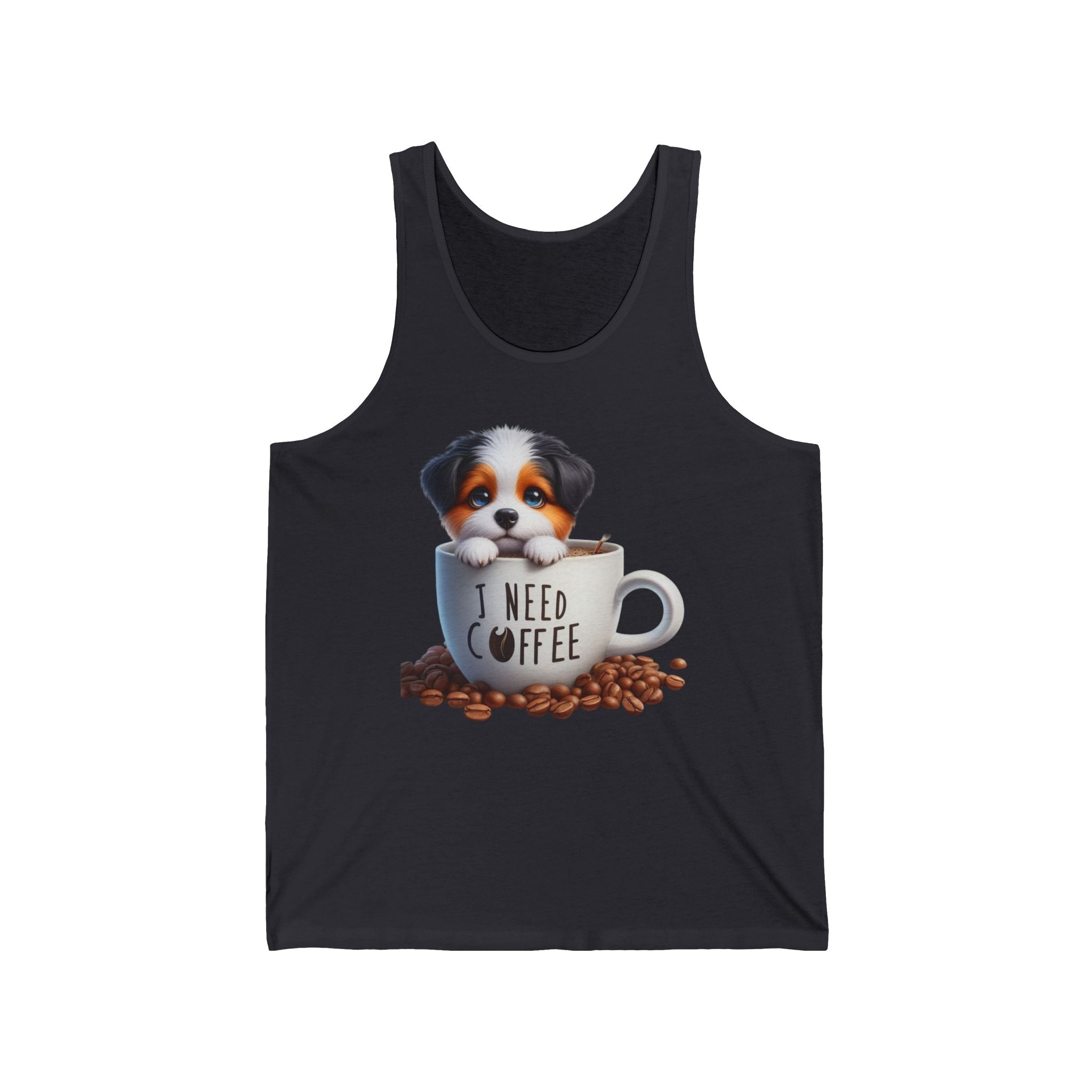23 Tank - I Need Coffee Puppy | Cute Dog Coffee Lover Tank Top