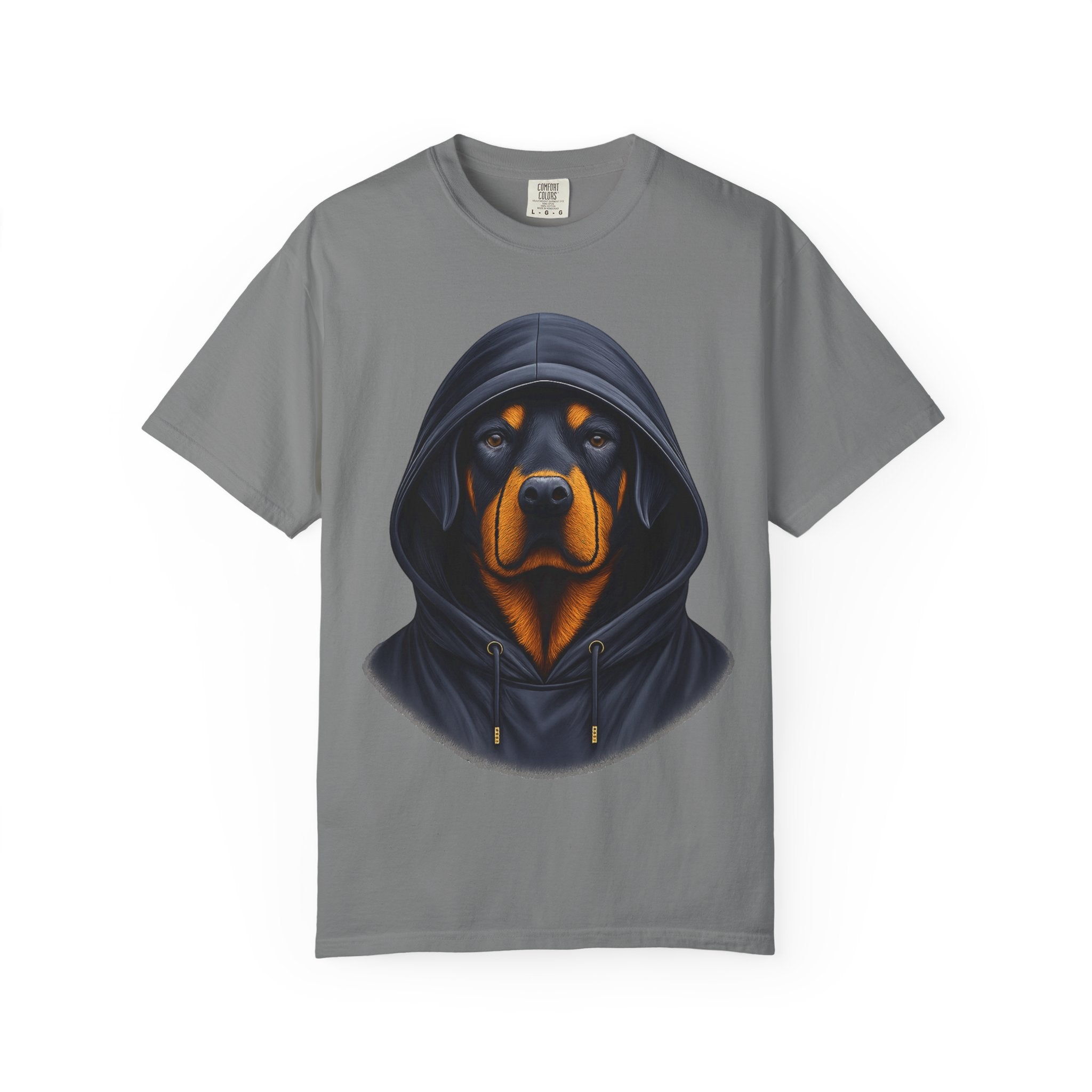 Hooded Rottweiler Portrait Tee – Unisex Powerful Dog Graphic T-Shirt