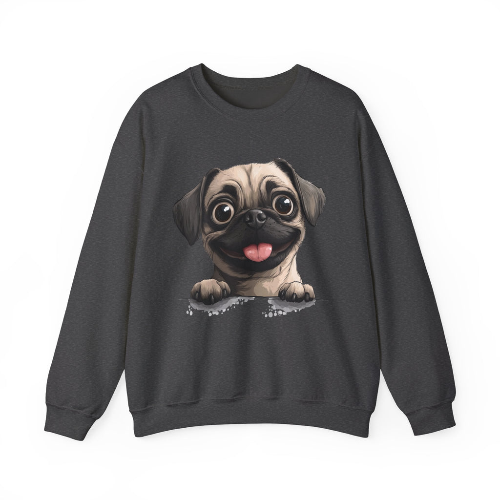 41 Sweatshirt - Happy Pug Sweatshirt | Cute Pug Crewneck | Funny Dog Lover Sweatshirt | Silly Dog Face Graphic | Wildsyde Apparel