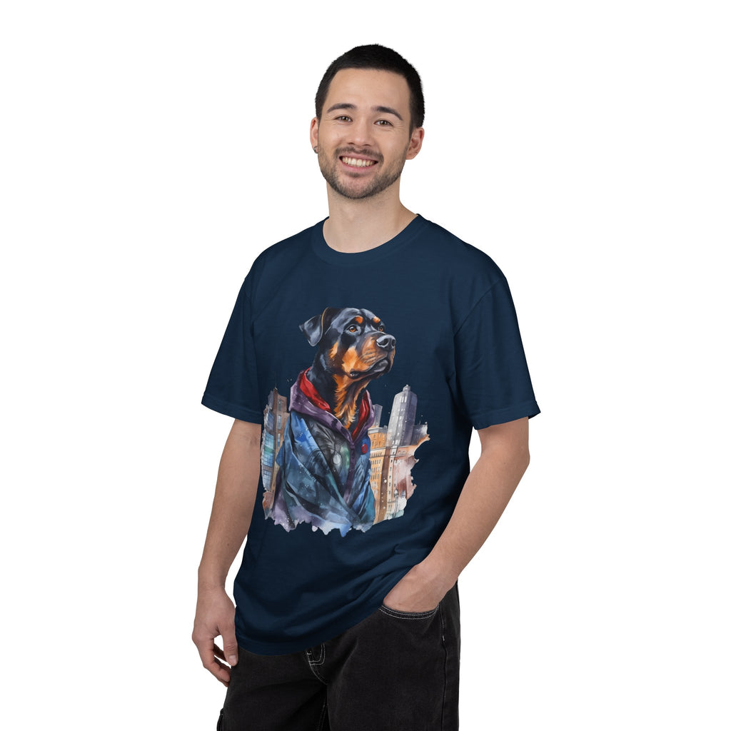 45 Tee - Urban Guardian Rottweiler Tee – Unisex Superhero Dog Graphic T-Shirt