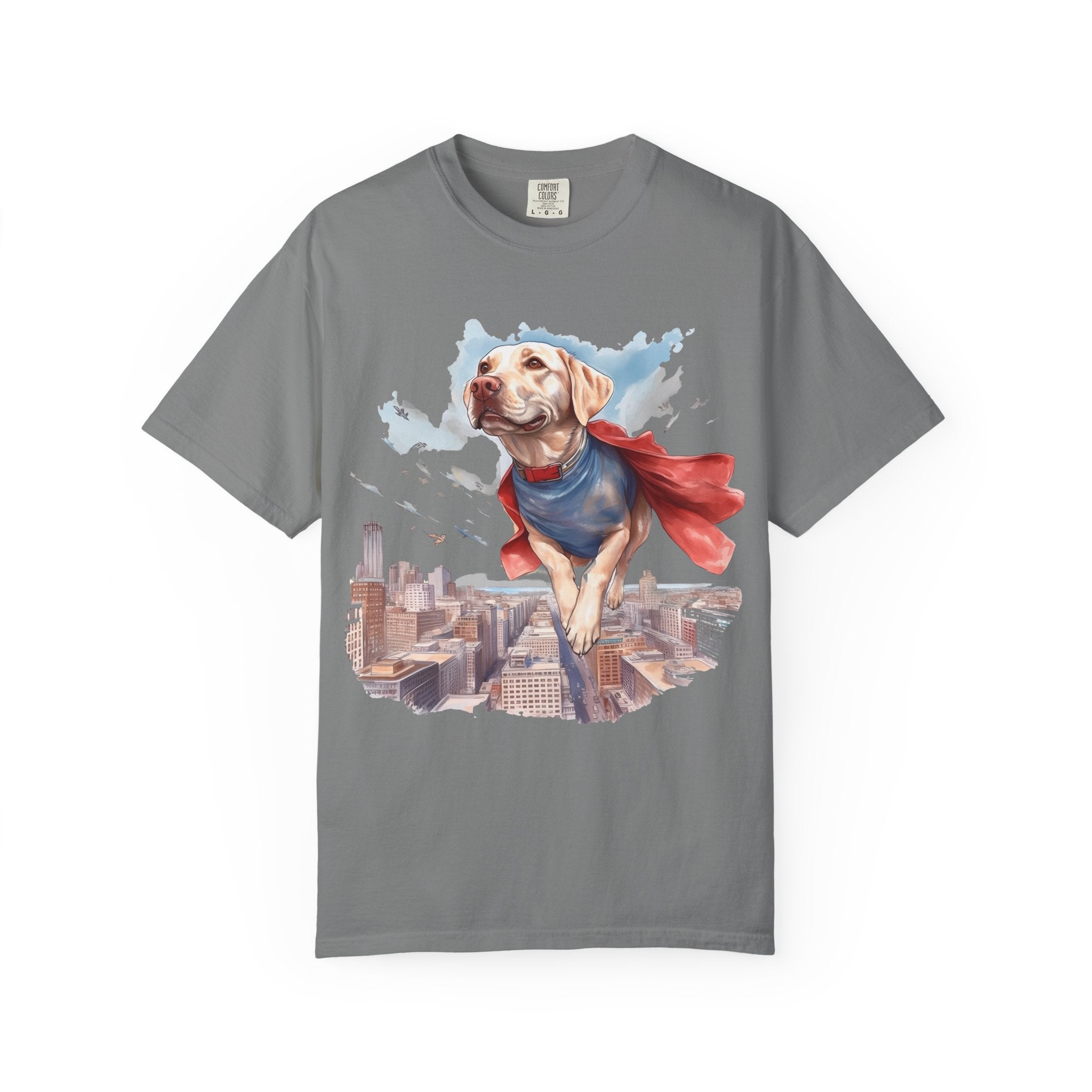 Hero Dog City Flight Tee – Unisex Superhero Dog Graphic T-Shirt