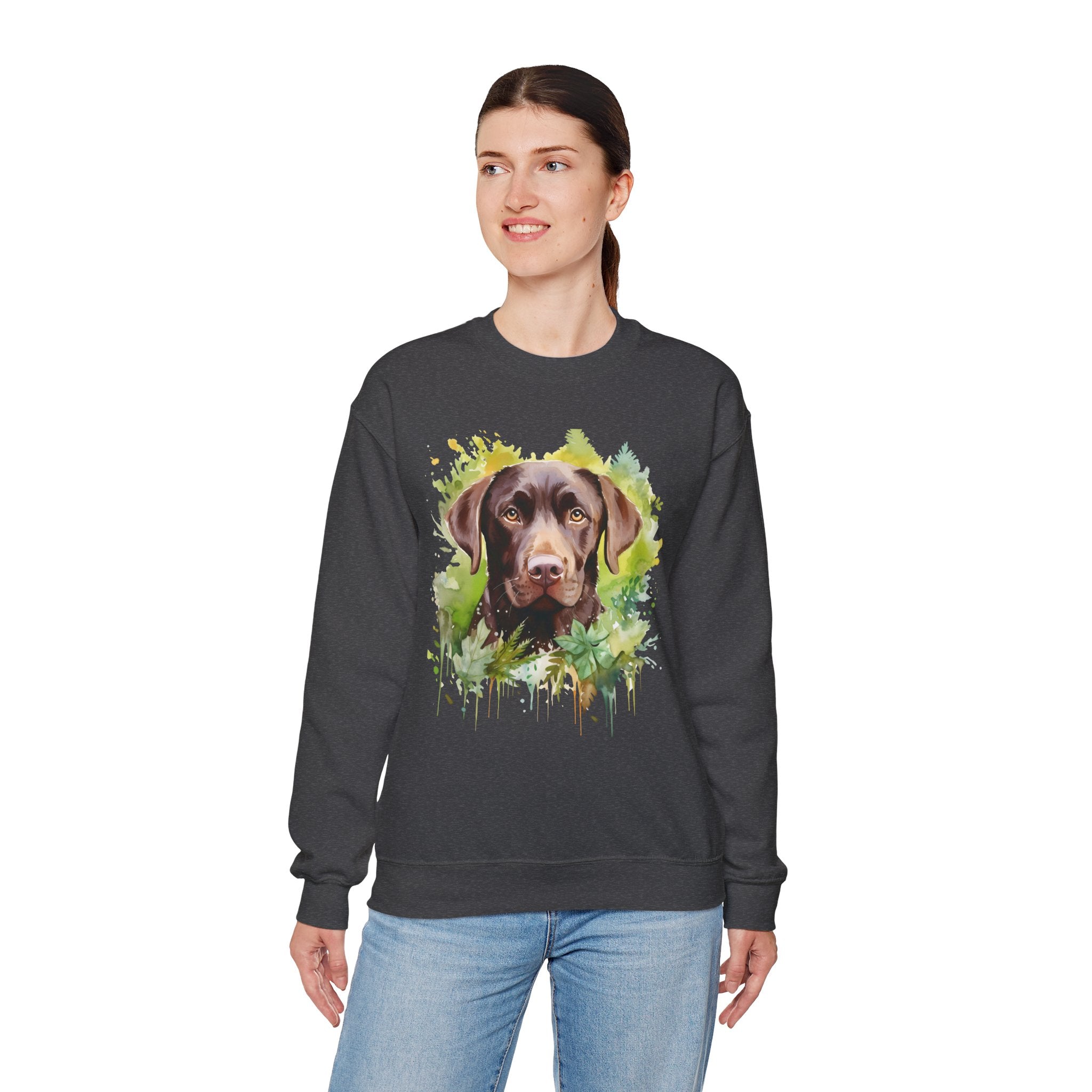 20 Sweatshirt - Chocolate Labrador Floral Portrait Sweatshirt