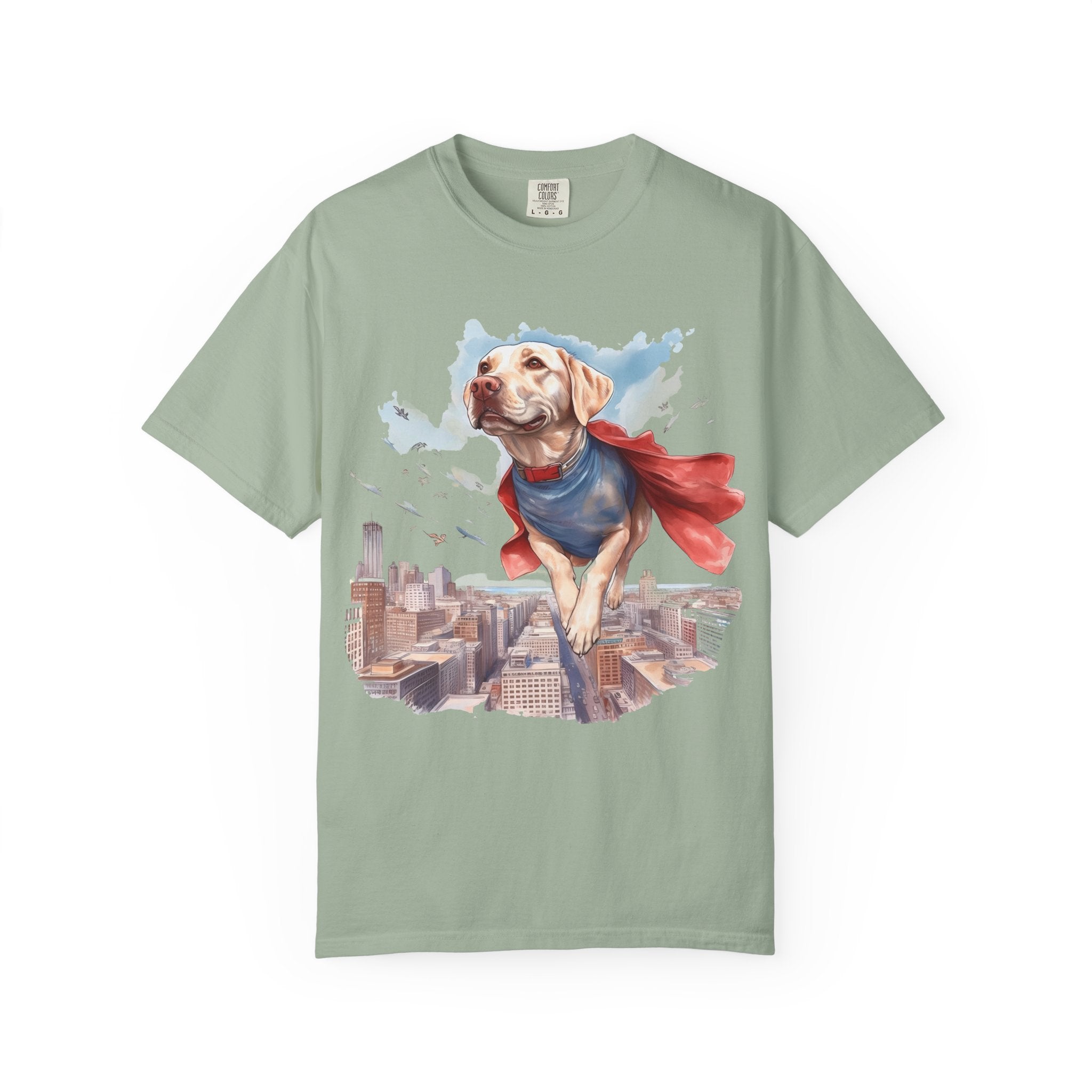 Hero Dog City Flight Tee – Unisex Superhero Dog Graphic T-Shirt