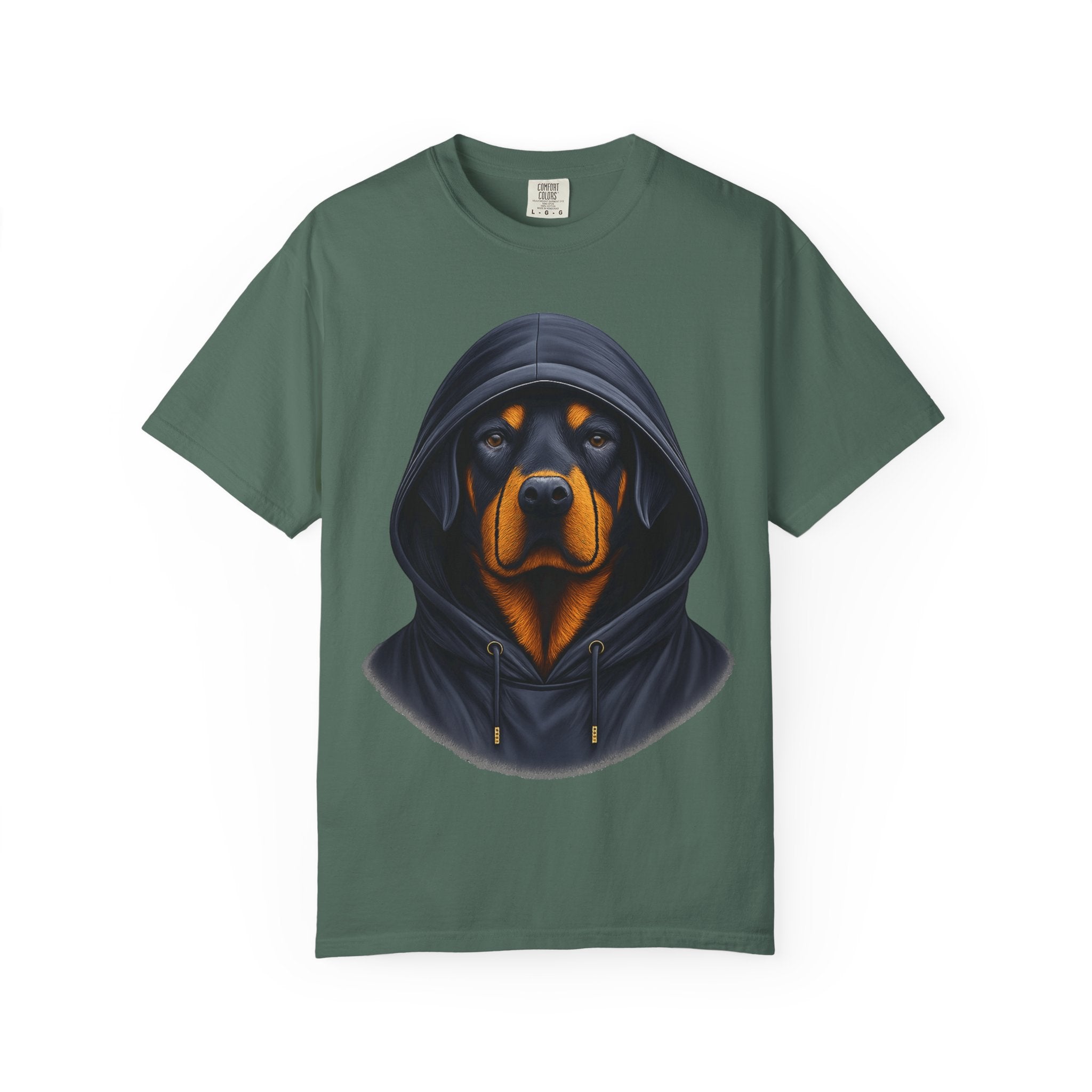 Hooded Rottweiler Portrait Tee – Unisex Powerful Dog Graphic T-Shirt
