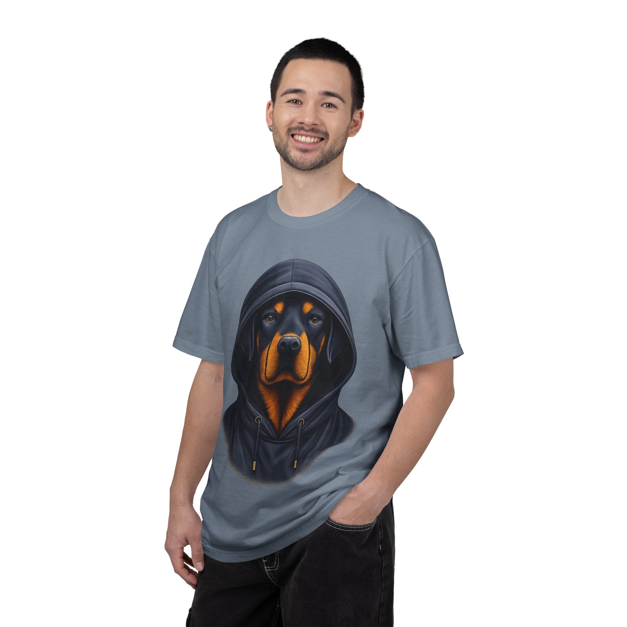 Hooded Rottweiler Portrait Tee – Unisex Powerful Dog Graphic T-Shirt