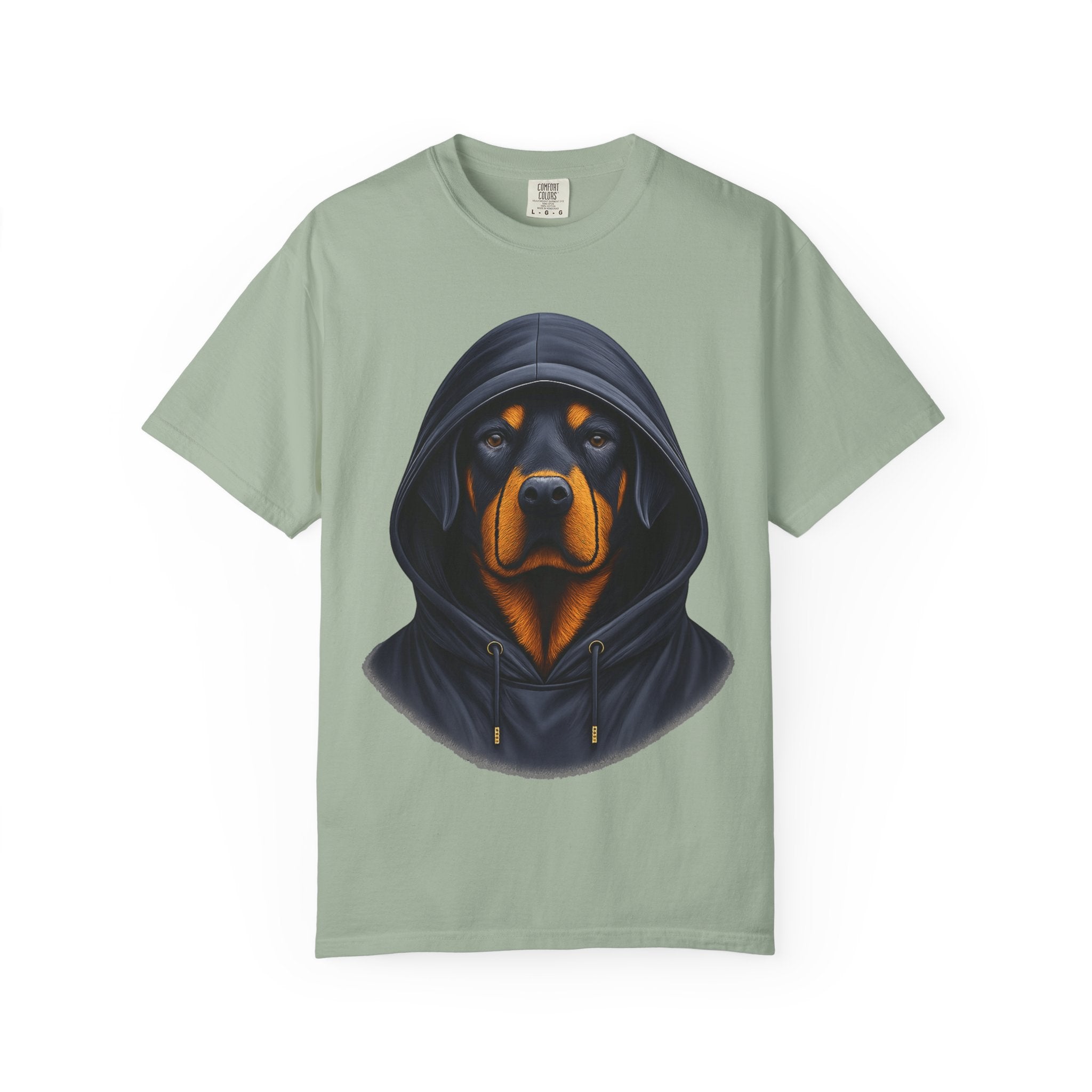 Hooded Rottweiler Portrait Tee – Unisex Powerful Dog Graphic T-Shirt