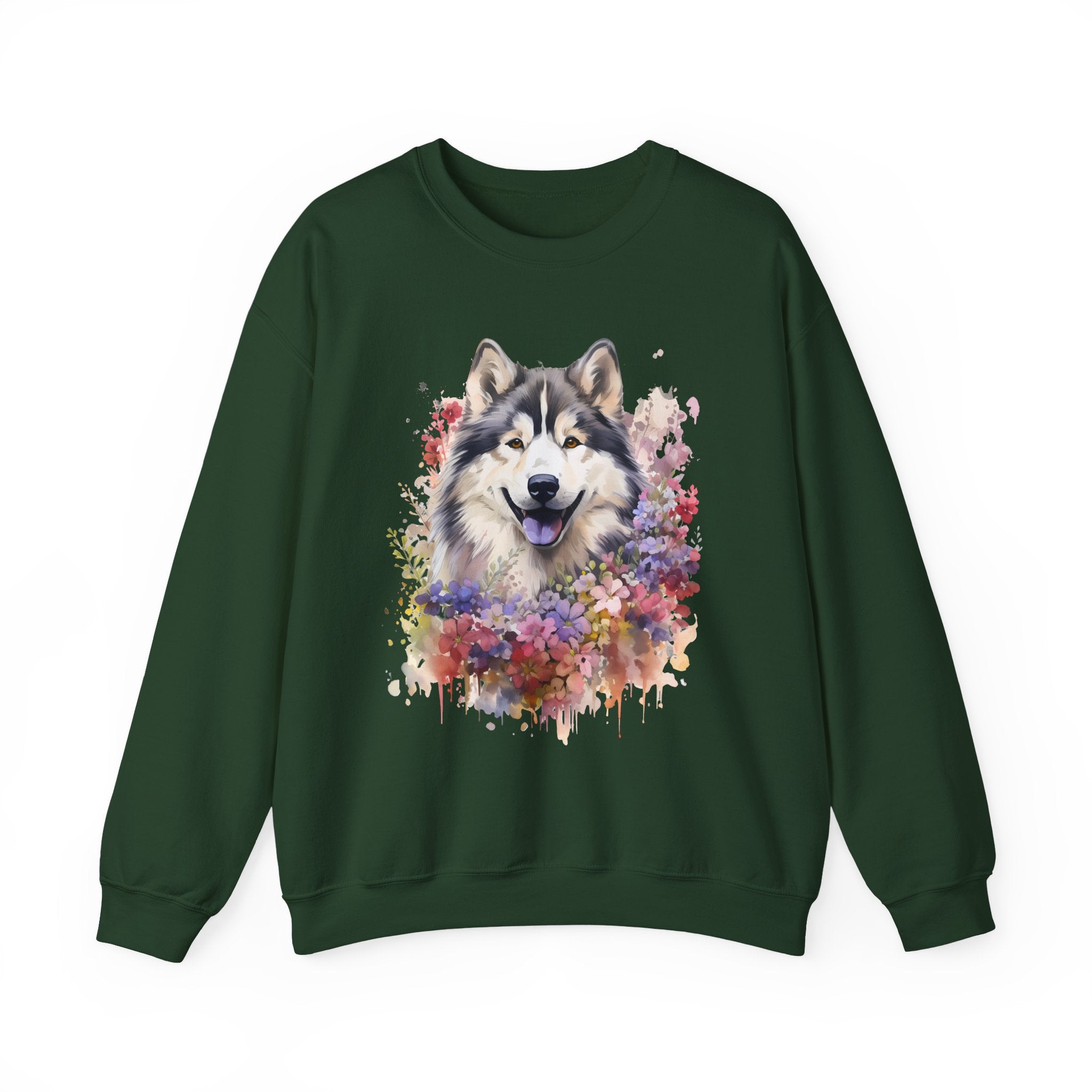 19 Sweatshirt - Alaskan Malamute Floral Portrait Sweatshirt