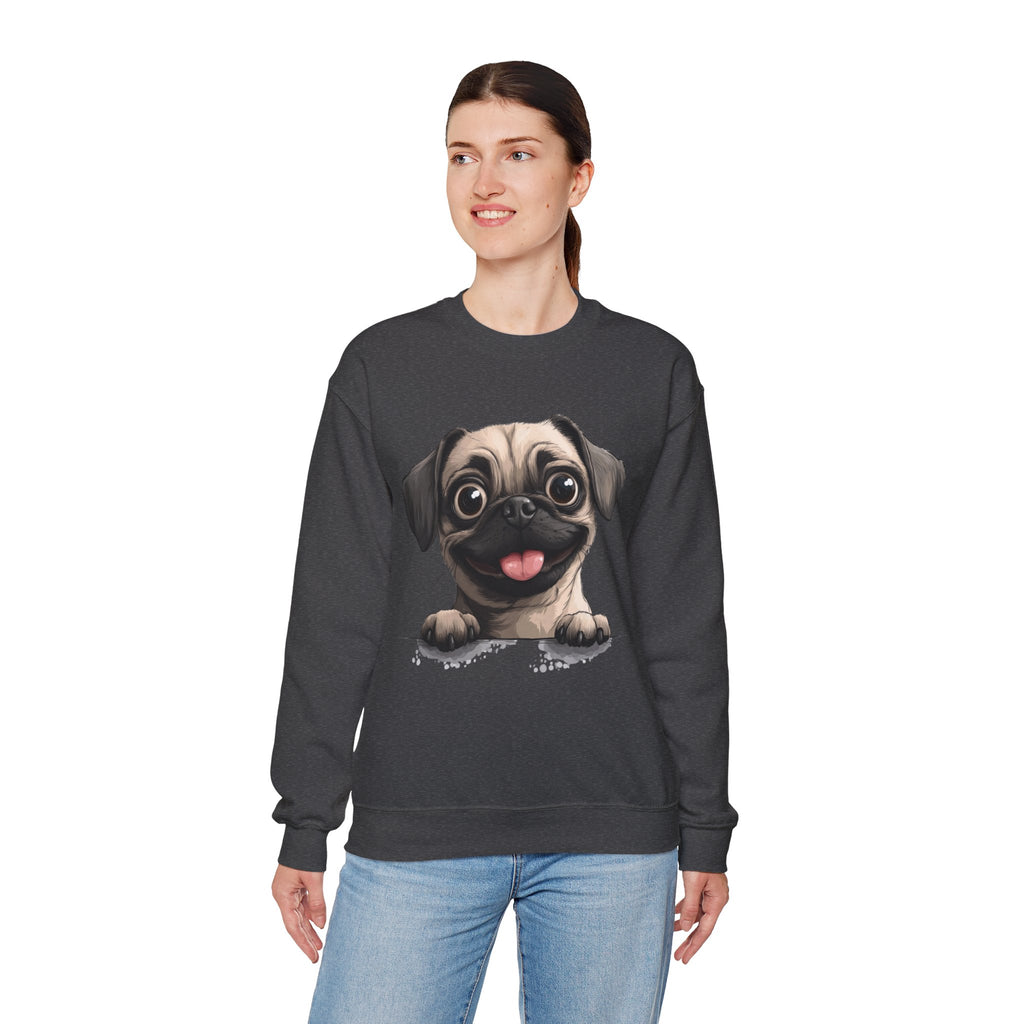 41 Sweatshirt - Happy Pug Sweatshirt | Cute Pug Crewneck | Funny Dog Lover Sweatshirt | Silly Dog Face Graphic | Wildsyde Apparel