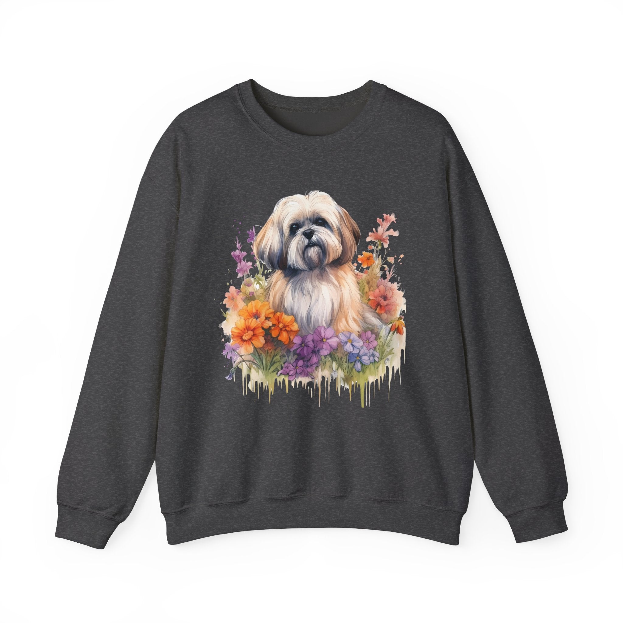 37 Sweatshirt -Shih Tzu Floral Sweatshirt | Cute Dog Lover Crewneck | Flower Dog Graphic Sweatshirt | Shih Tzu Gift | Wildsyde Apparel