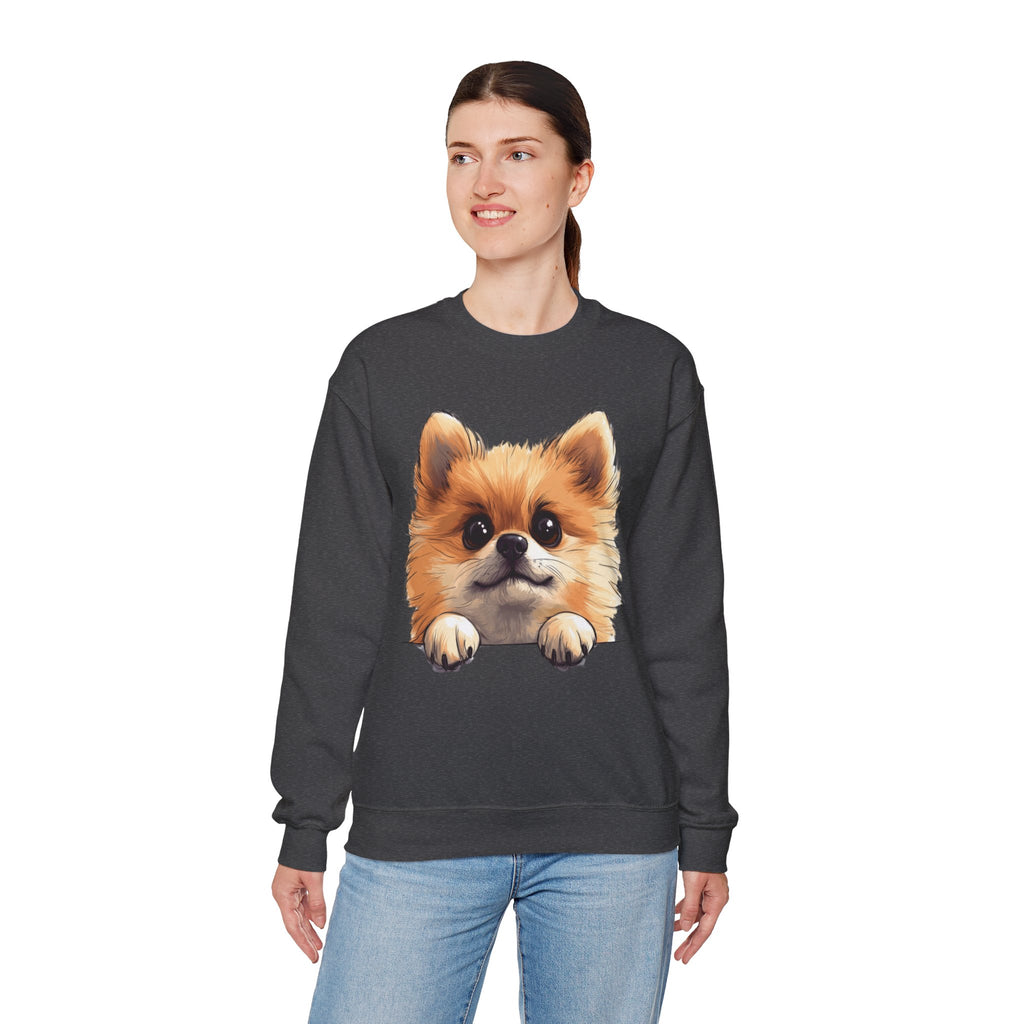 34 Sweatshirt - Pomeranian Sweatshirt | Cute Dog Lover Crewneck | Pom Pom Dog Graphic Sweatshirt | Fluffy Puppy Gift | Wildsyde Apparel
