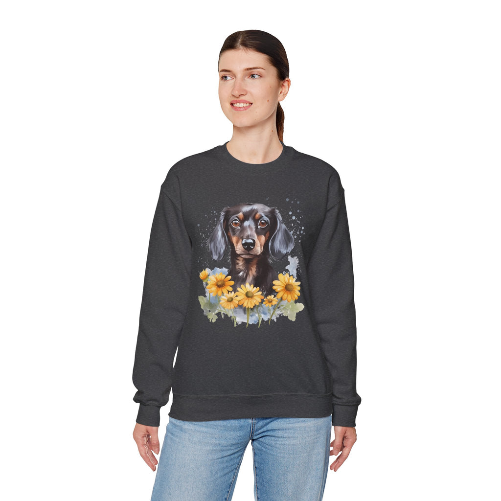 38 Sweatshirt - Dachshund Floral Sweatshirt | Wiener Dog Crewneck | Doxie Graphic Sweatshirt | Cute Dog Lover Gift | Wildsyde Apparel