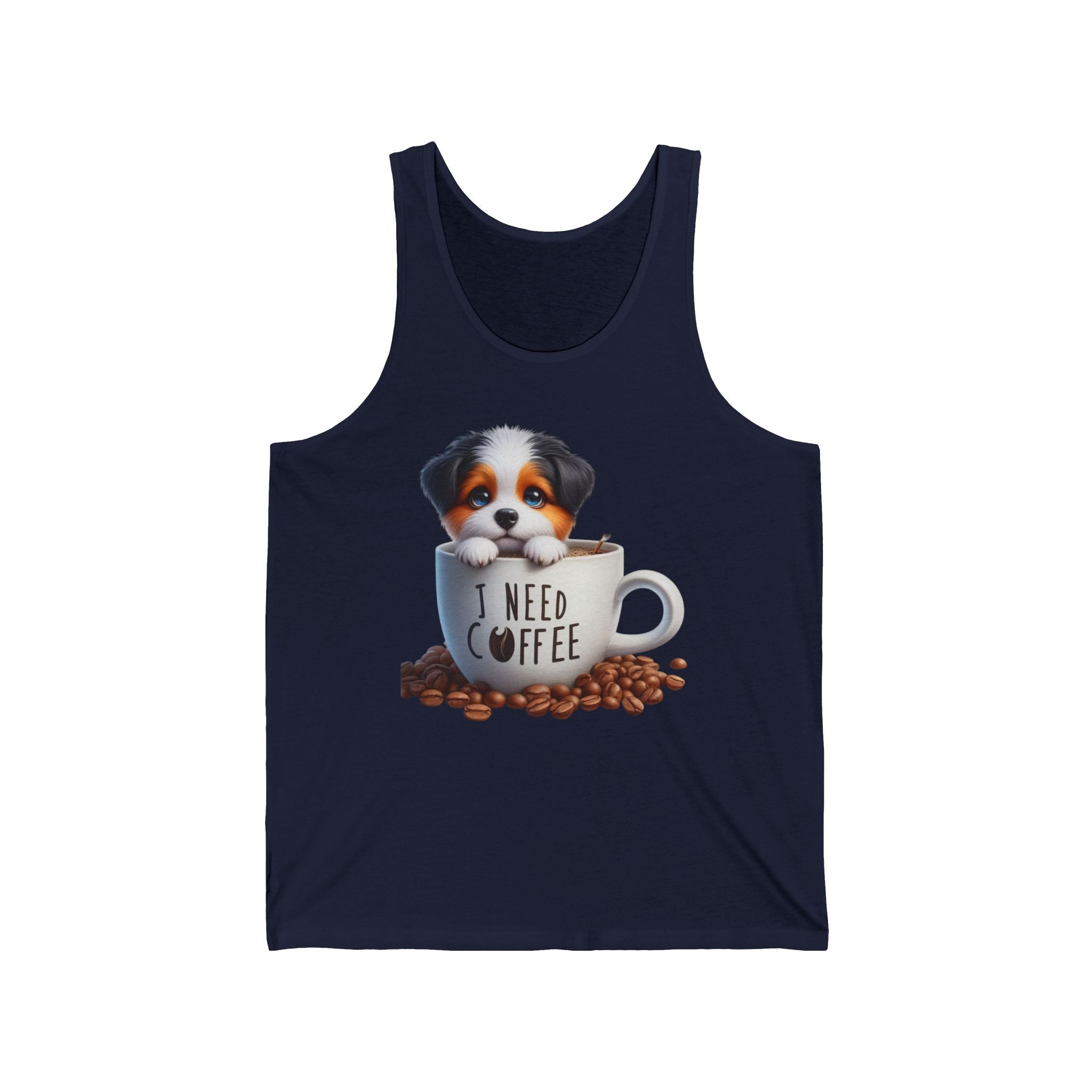 23 Tank - I Need Coffee Puppy | Cute Dog Coffee Lover Tank Top
